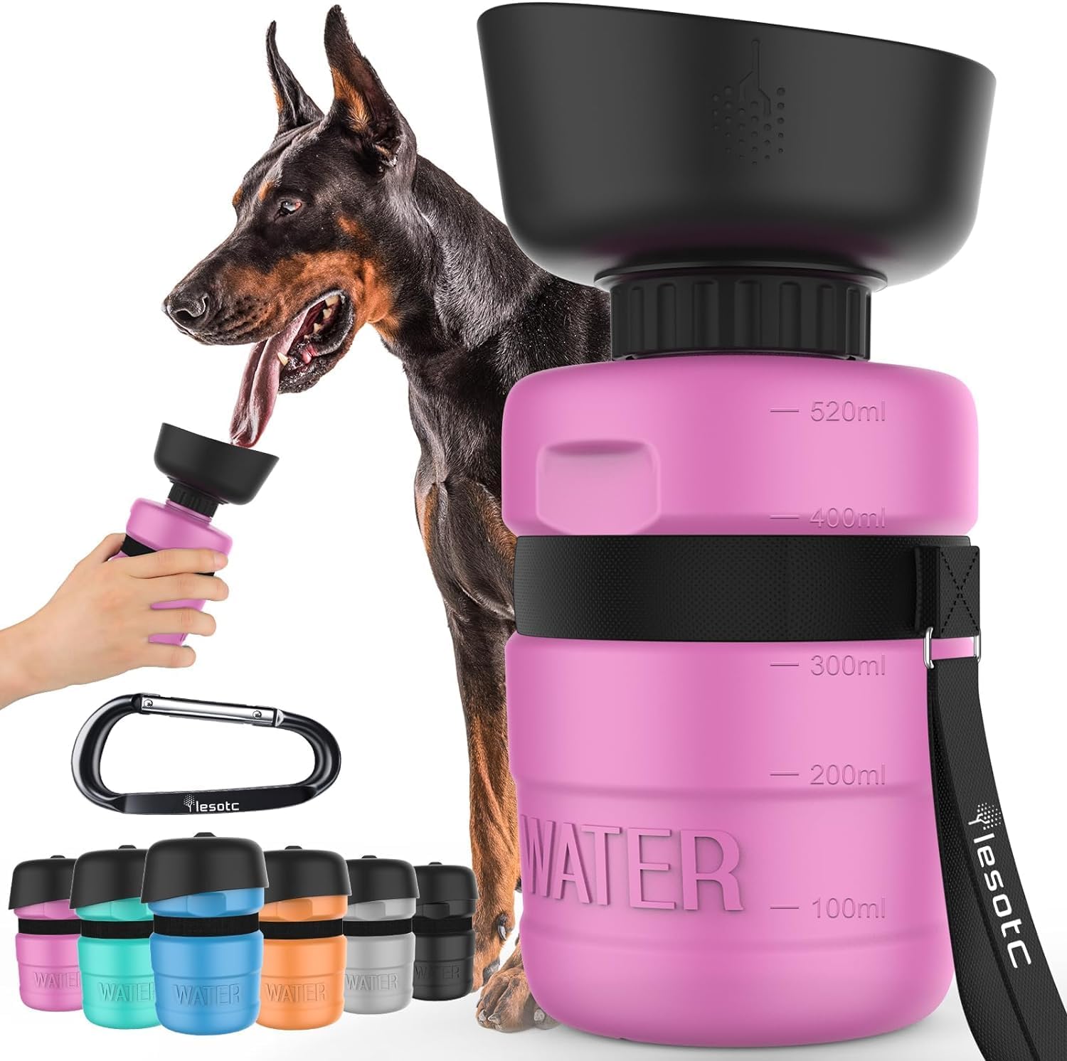 lesotc Dog Water Bottle, Portable Dog Water Dispenser, Leak Proof Dog Travel Wat...