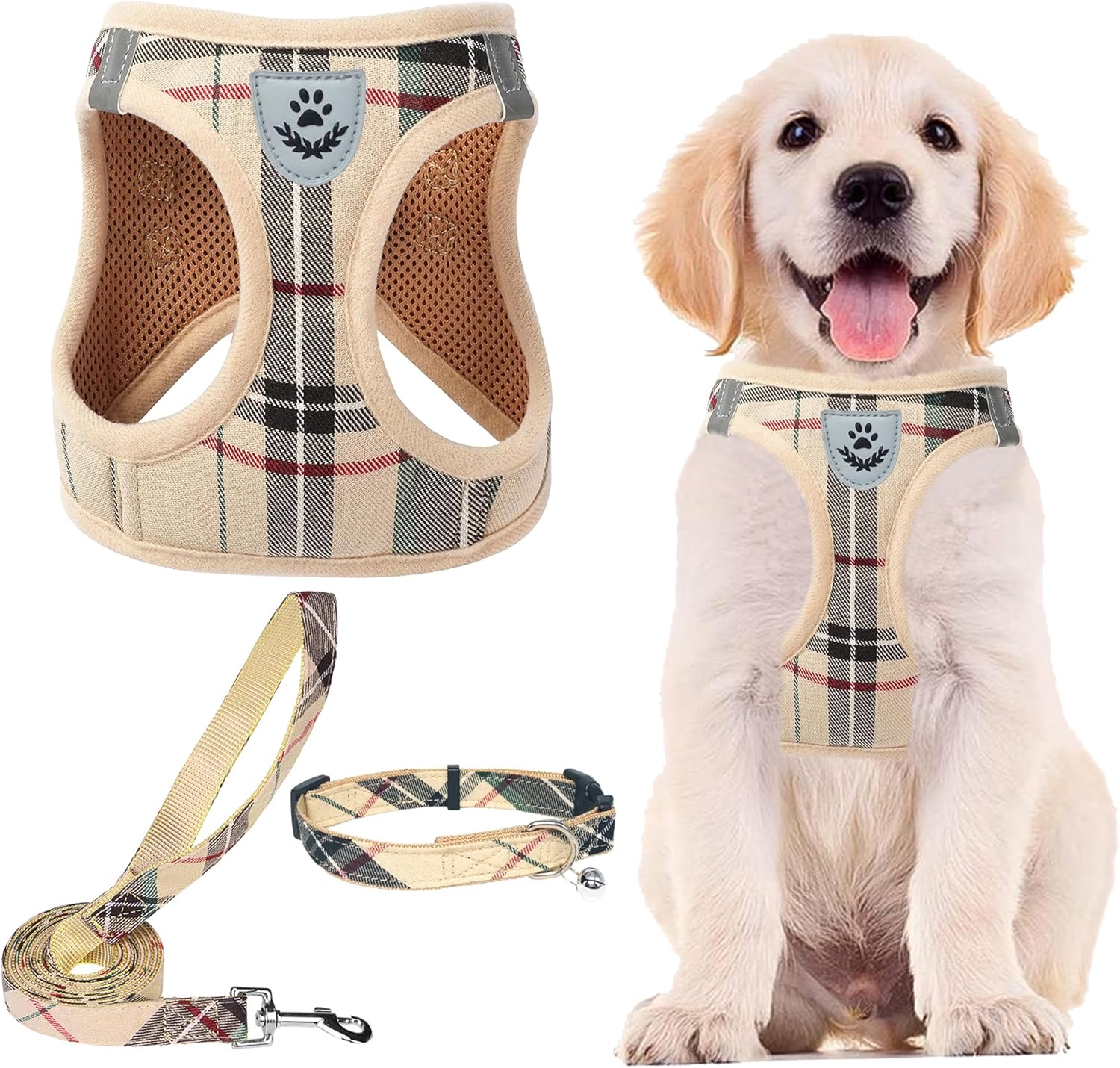 PUPTECK Adjustable Dog Harness Collar and Leash Set Step in No Pull Pet Harness...