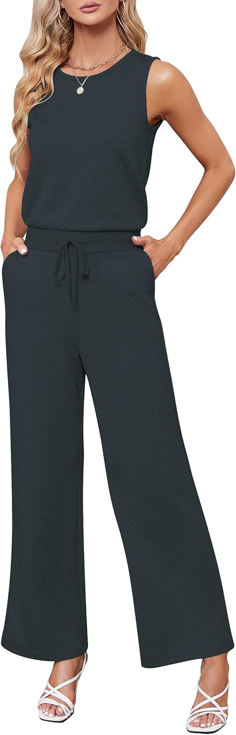 Sarin Mathews Air Essentials Jumpsuits for Women Casual Wide Leg Long Pants Jump...