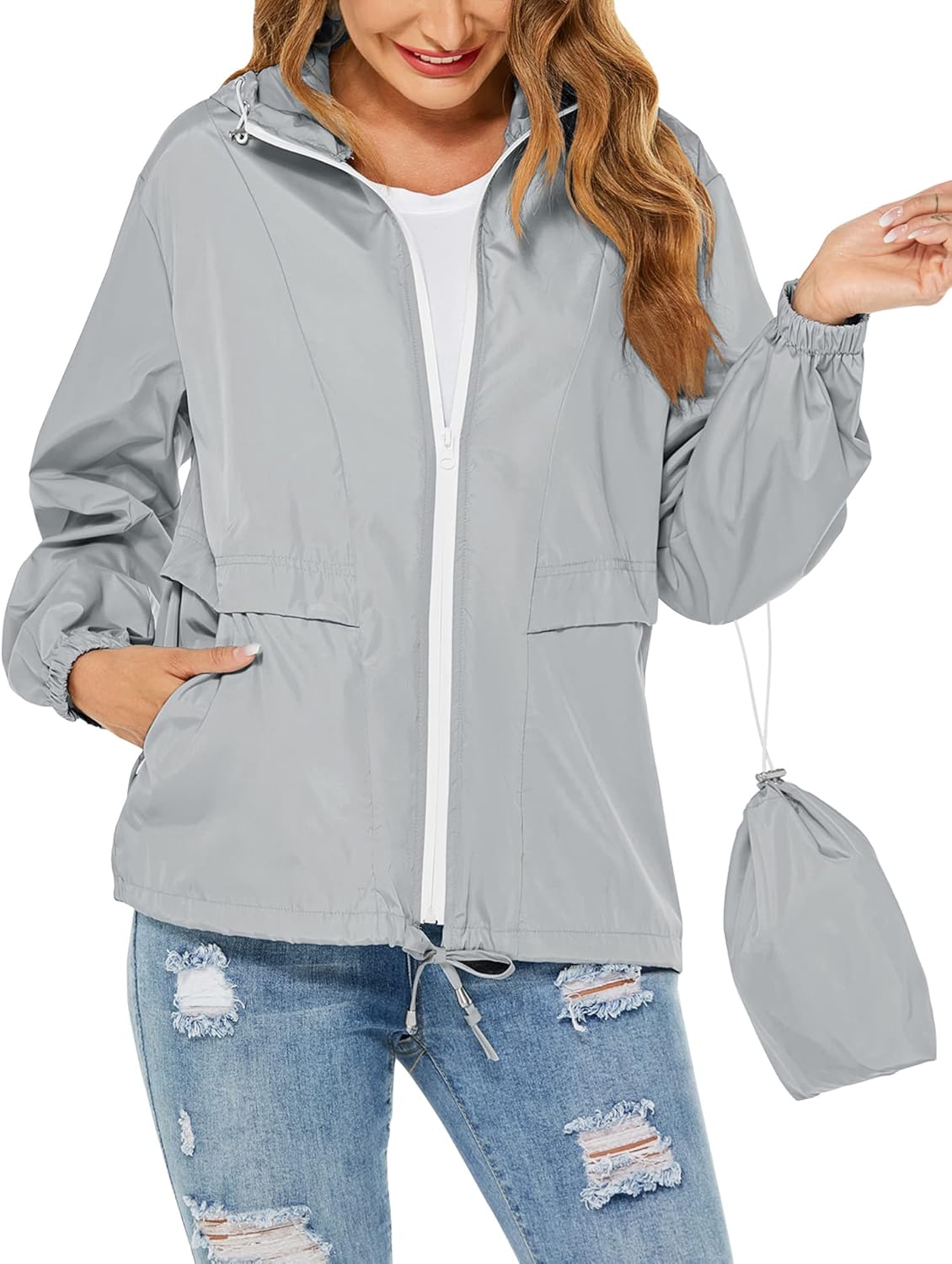Tisfeer Raincoat for Women Waterproof Lightweight Trench Coat Windbreaker Packab...