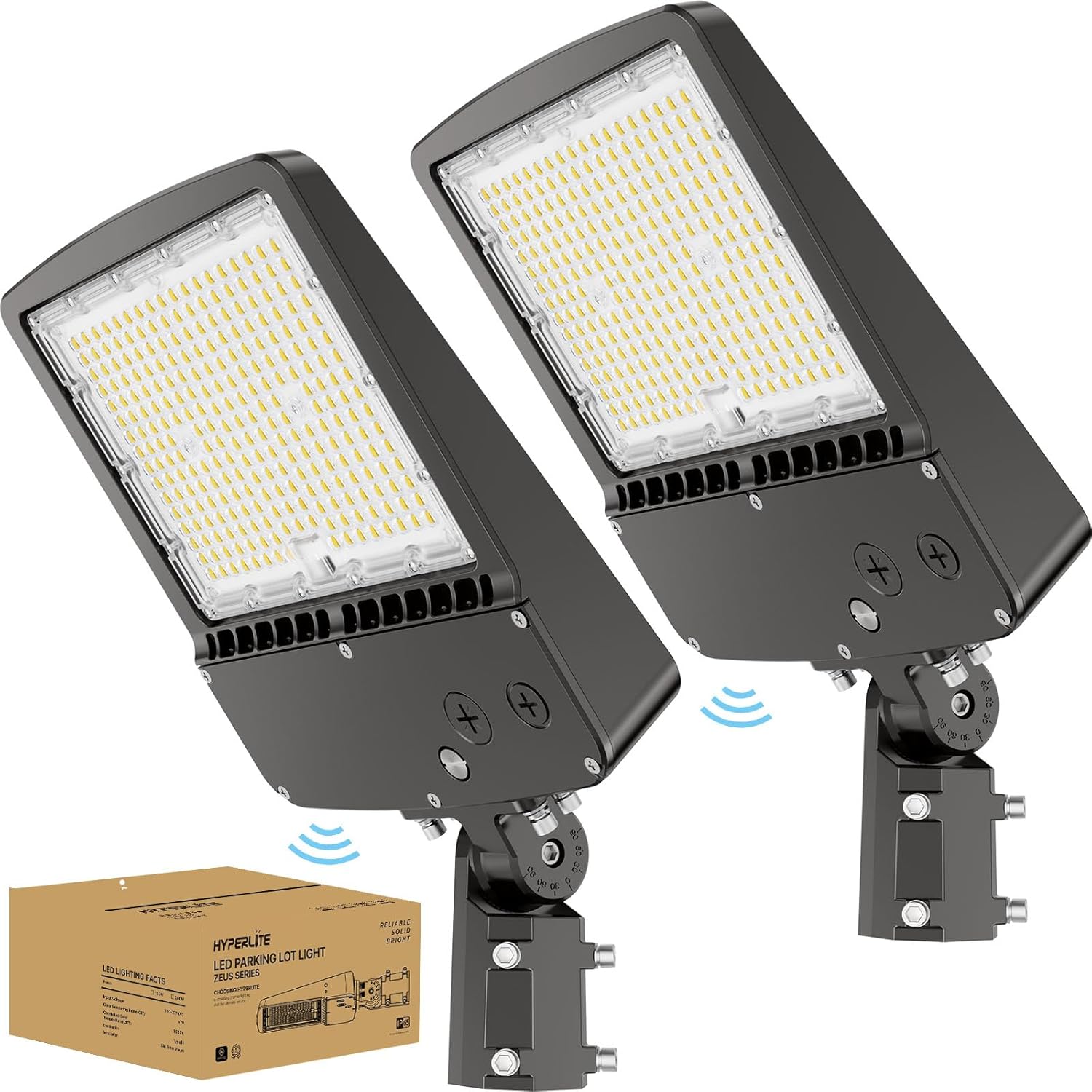 HYPERLITE Parking Lot Light 150W: 2Pack 22500lm with Adjustable Slip Fitter Moun...
