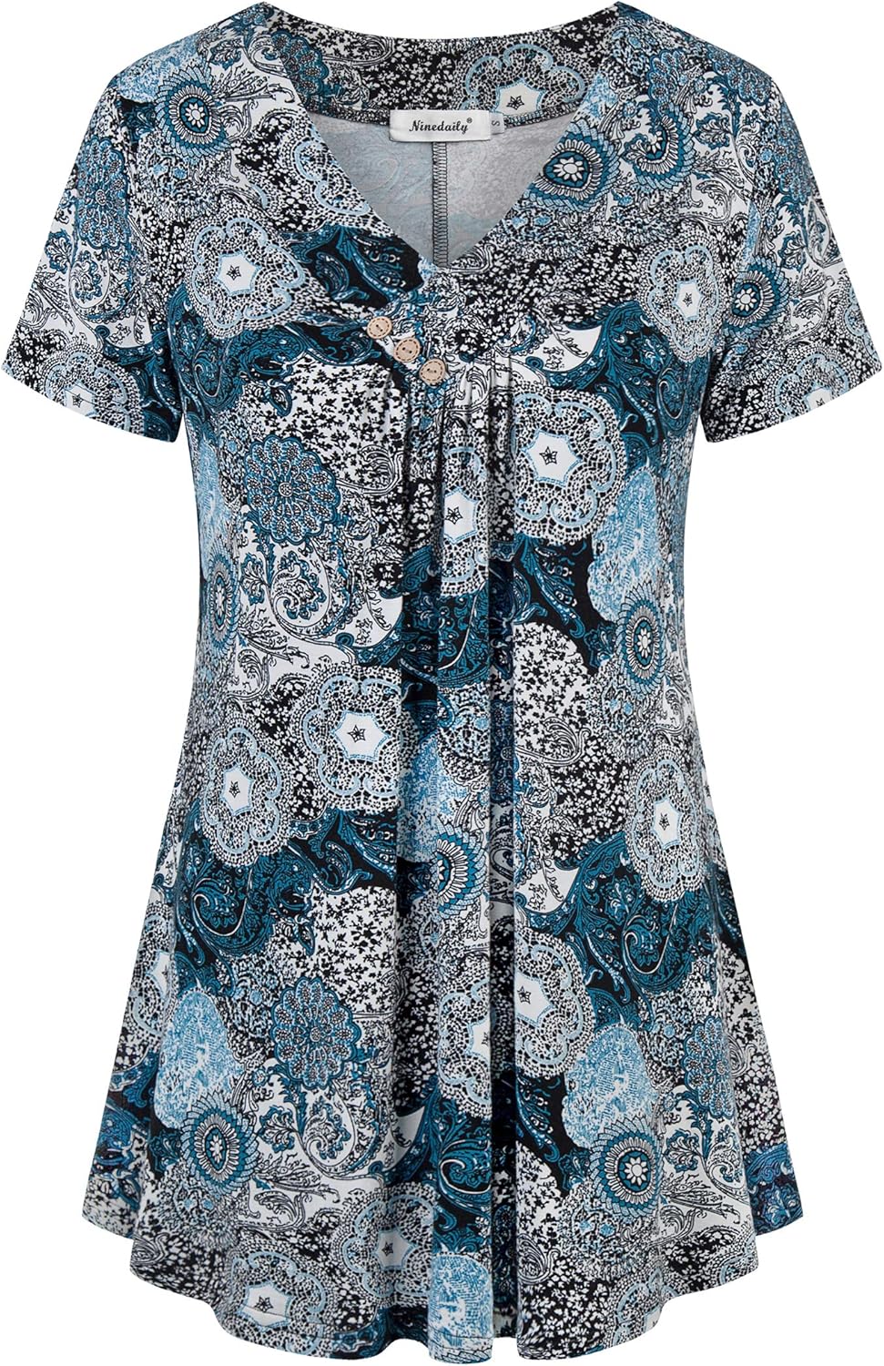 Ninedaily Women's Tunic Summer Short Sleeve Top Loose V Neck Dressy Shirt Blouse...
