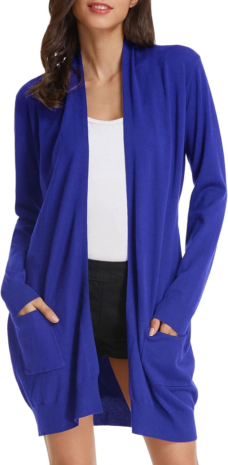 GRACE KARIN Essential Solid Open Front Long Knited Cardigan Sweater for Women, S...