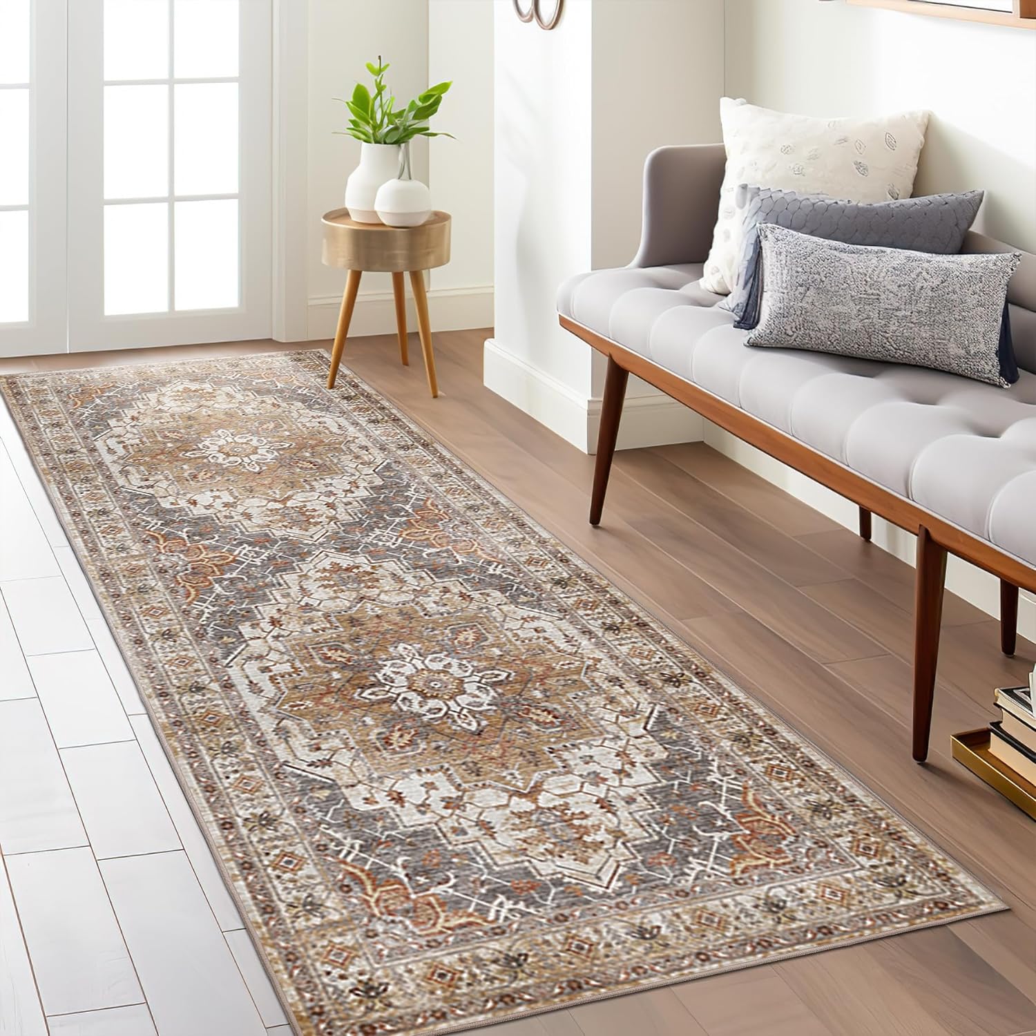 Madane Washable Runner Rug - 2x6 Rug Runners for Hallways 6 Feet Non Slip Vintag...