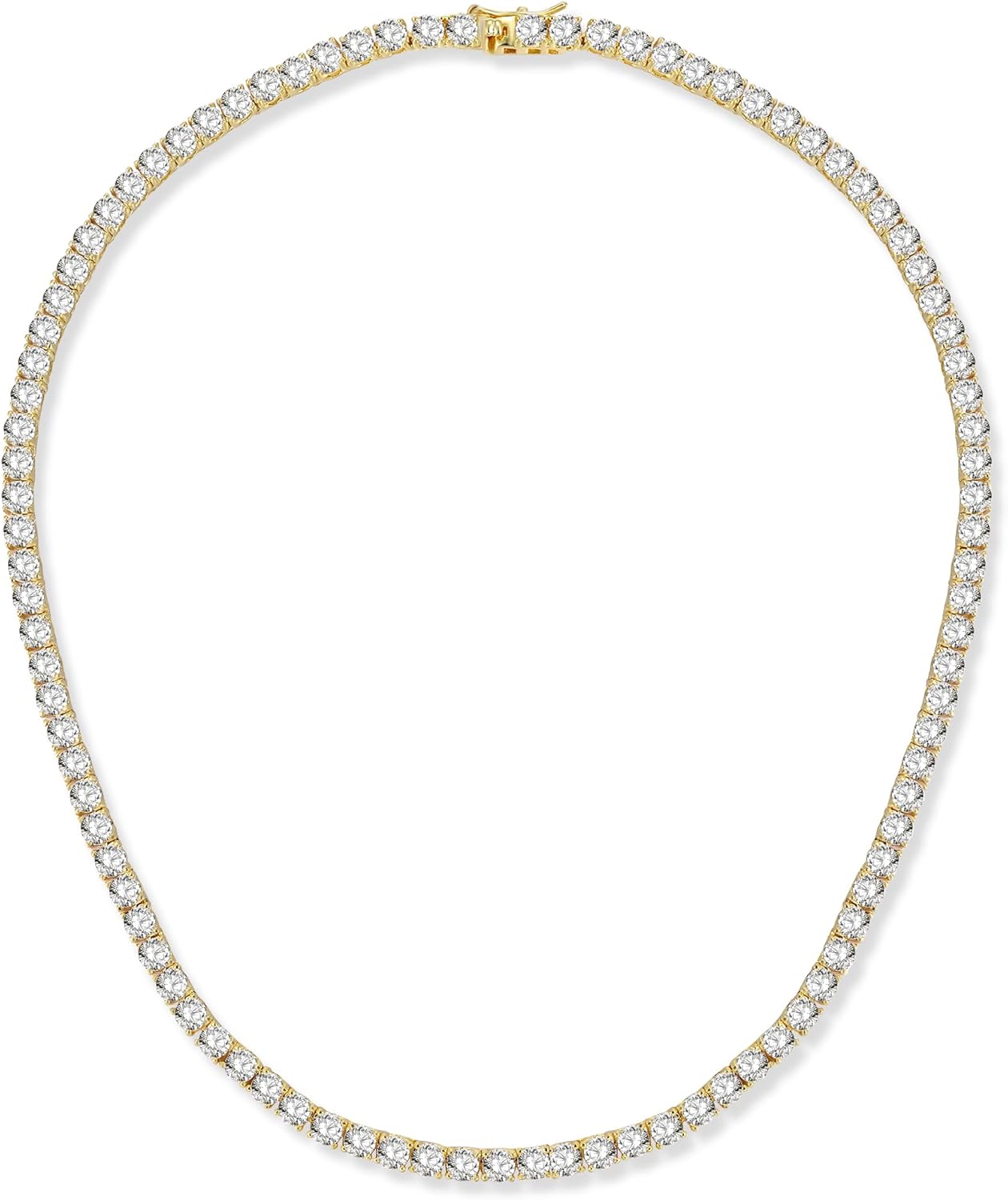 Gemsme 4.0mm CZ Tennis Necklace, 18K White/Yellow Gold Plated 4.0mm Round Cubic...