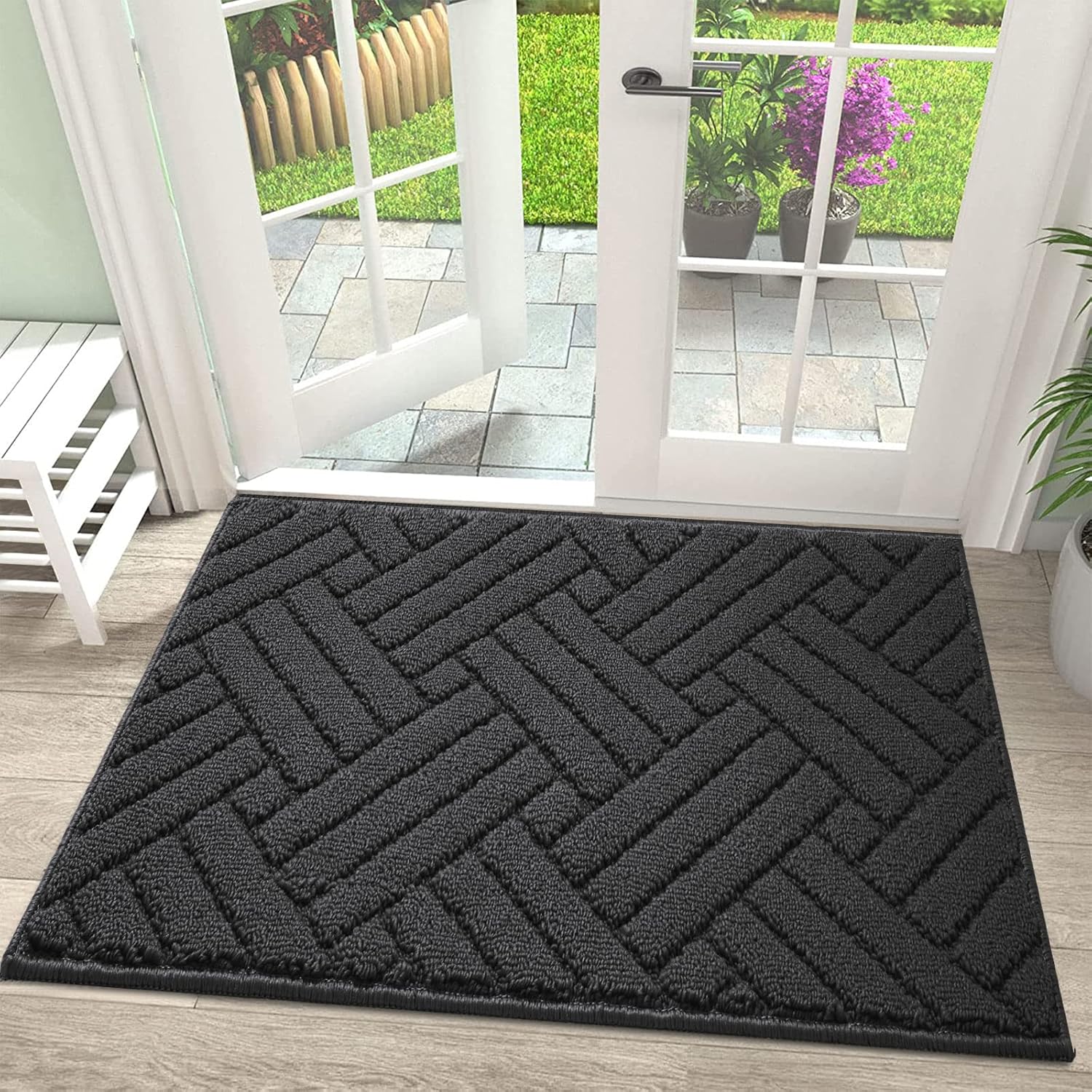 Door Mat Indoor Doormat, Entryway Rug Door Mats Non-Slip Rubber Backing, Low-Pro...