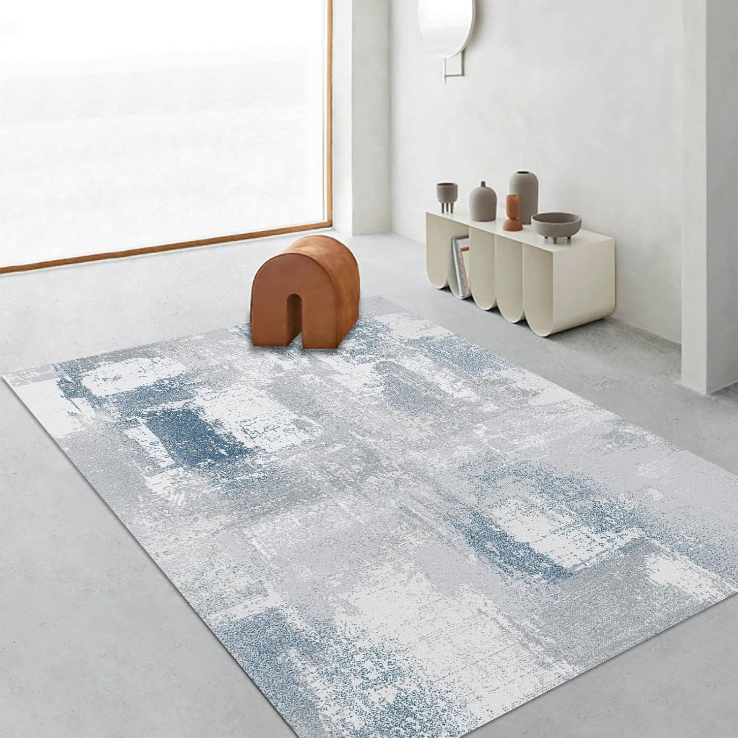 FINOREN Artistic Abstract Area Rug.Abstract-Blue,5x7 Feet,Suitable for Bedroom,L...