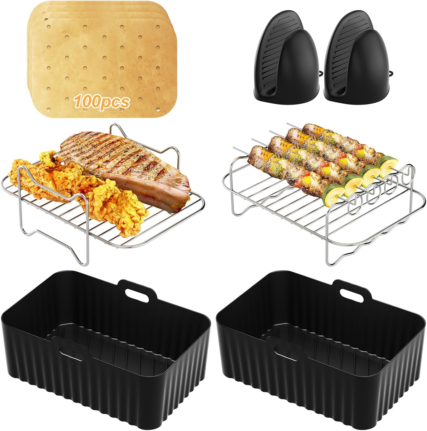 Silicone Air Fryer Liner Air Fryer Accessories for Ninja Dual AF300UK Air Fryer...