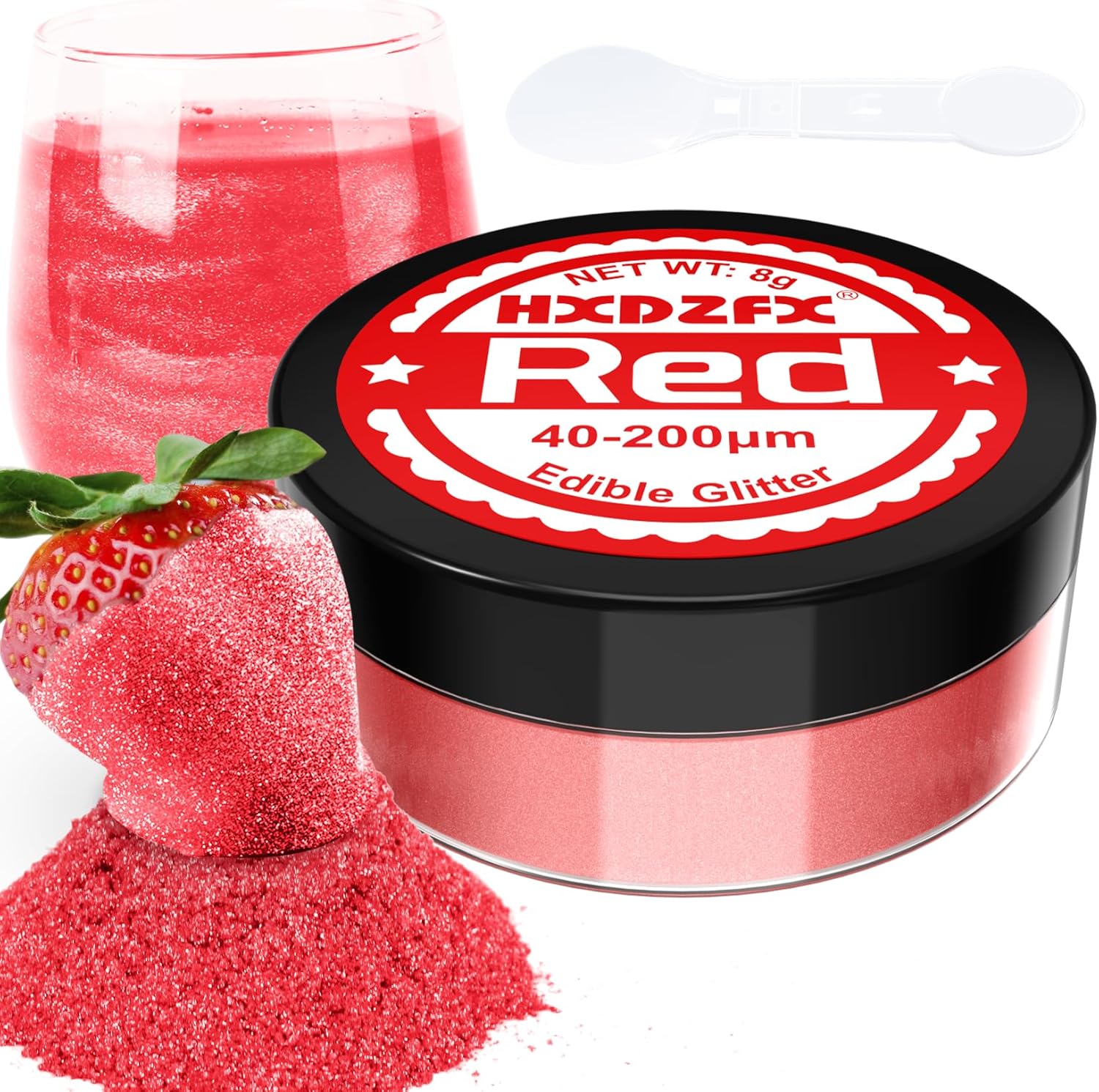 Red Edible Glitter - 100% Edible Glitter for Drinks, Cake Decorations, Chocolate...