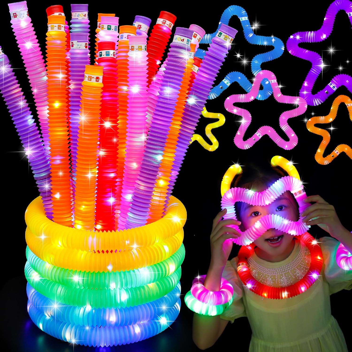 8 Pack Light Up Glow Sticks, Glow in The Dark Party Favors and Decorations, for...