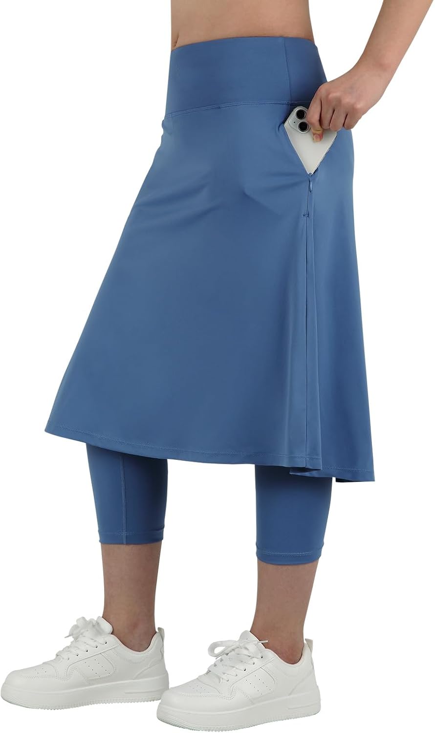 ANIVIVO Women Long Knee Length Skirt with Capris Leggings,Skirted Leggings with...