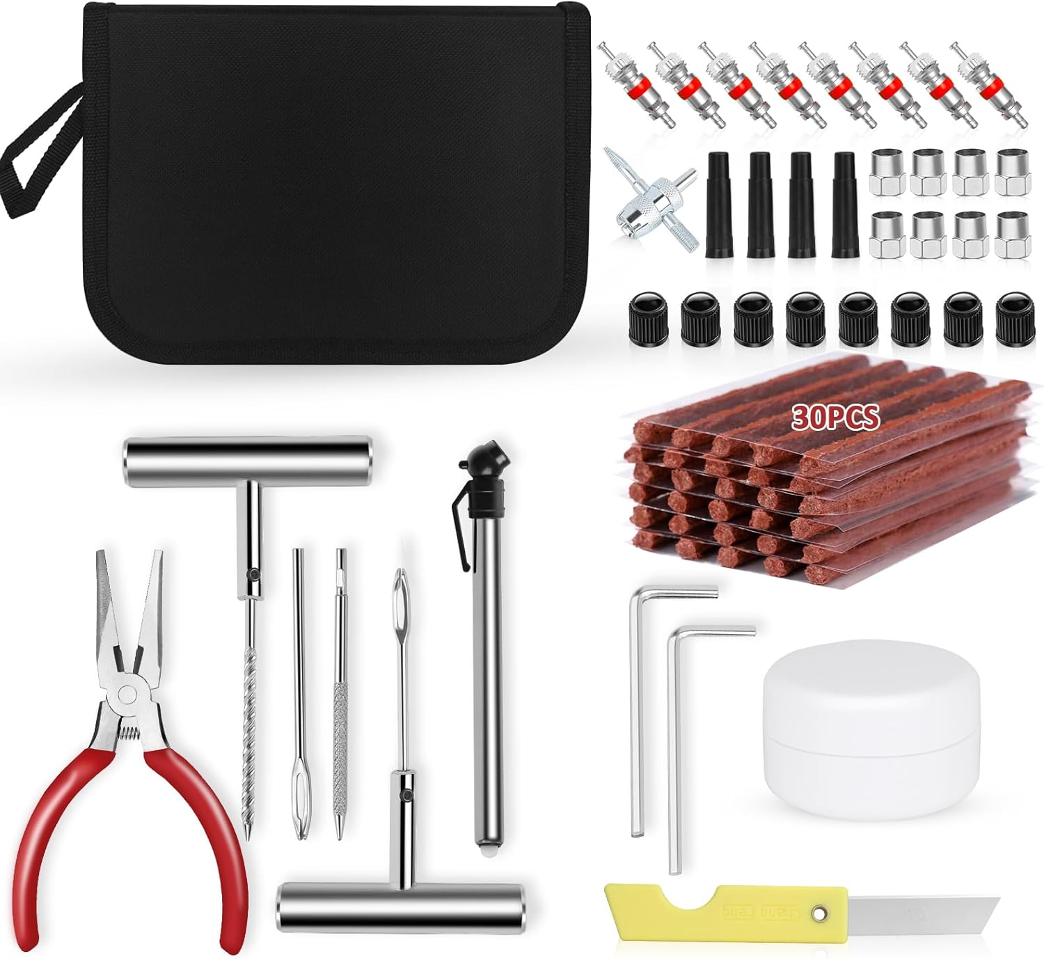 MSSAYA Tyre Repair Kit-Car Tyre Puncture Repair Kit With 30PCS Repair Plugs-Tube...
