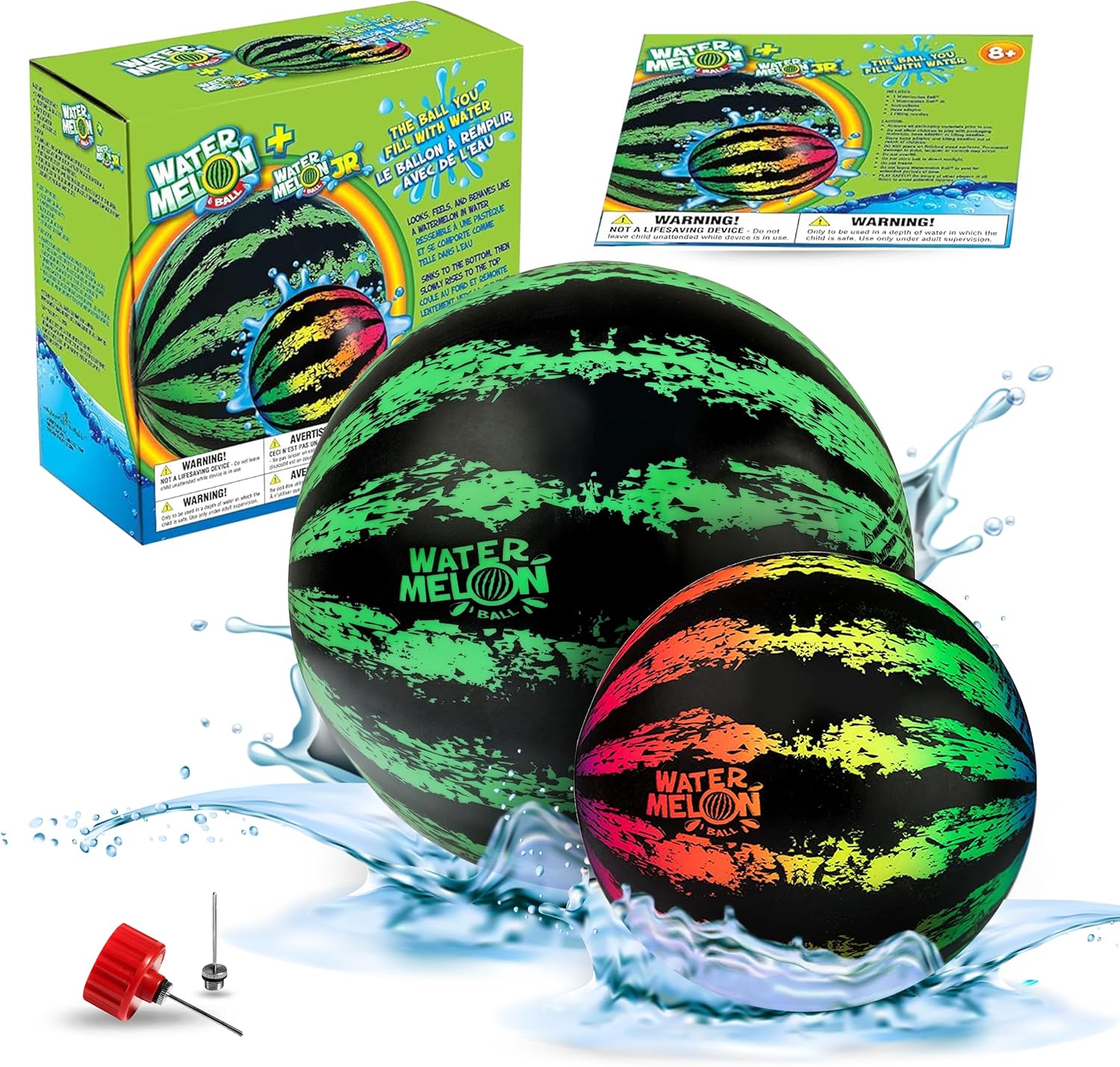 Watermelon Ball Pool Toys for Adults and Family - 2 Pack of 6 1/2" & 9" Kids, Te...