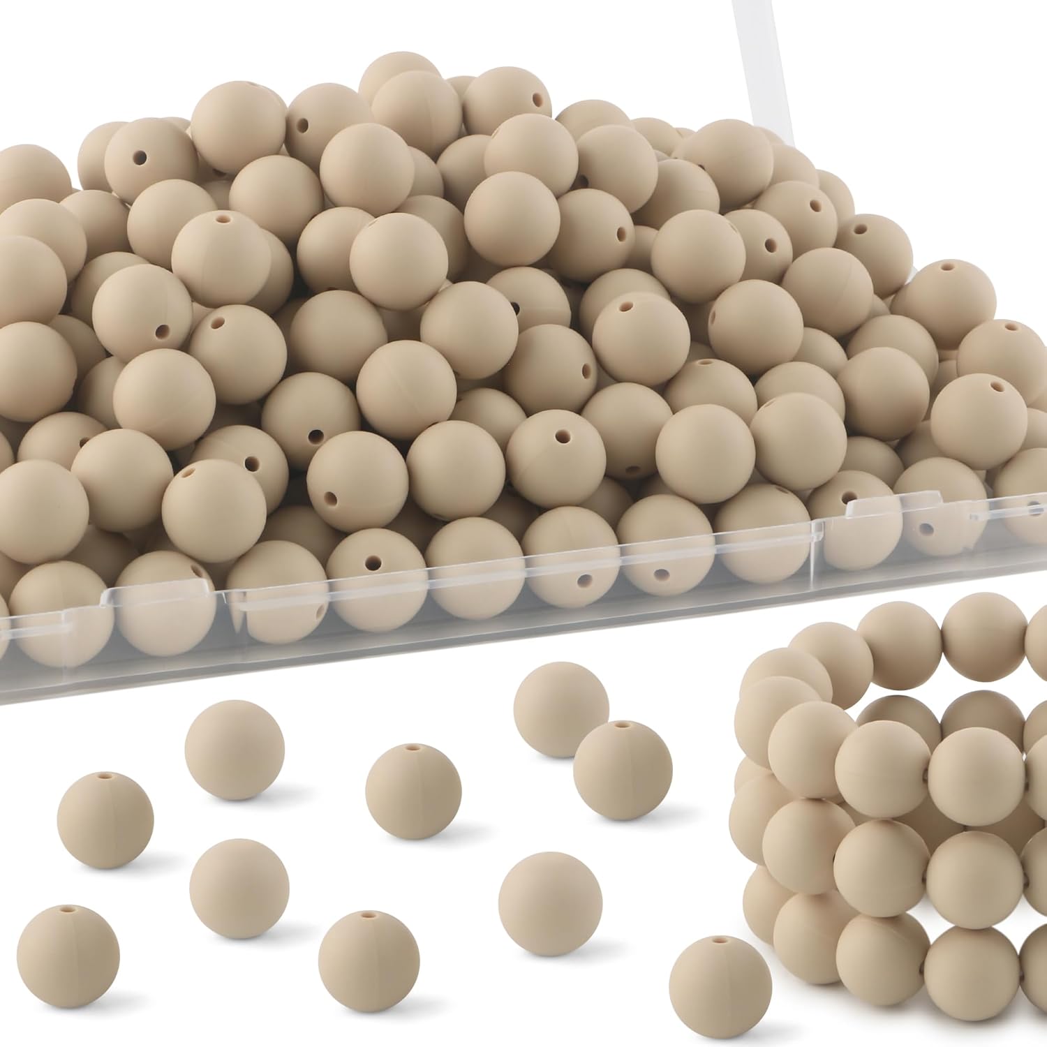 150Pcs 15mm Silicone Beads, Silicone Beads for Keychain Making Bulk Silicone Bea...