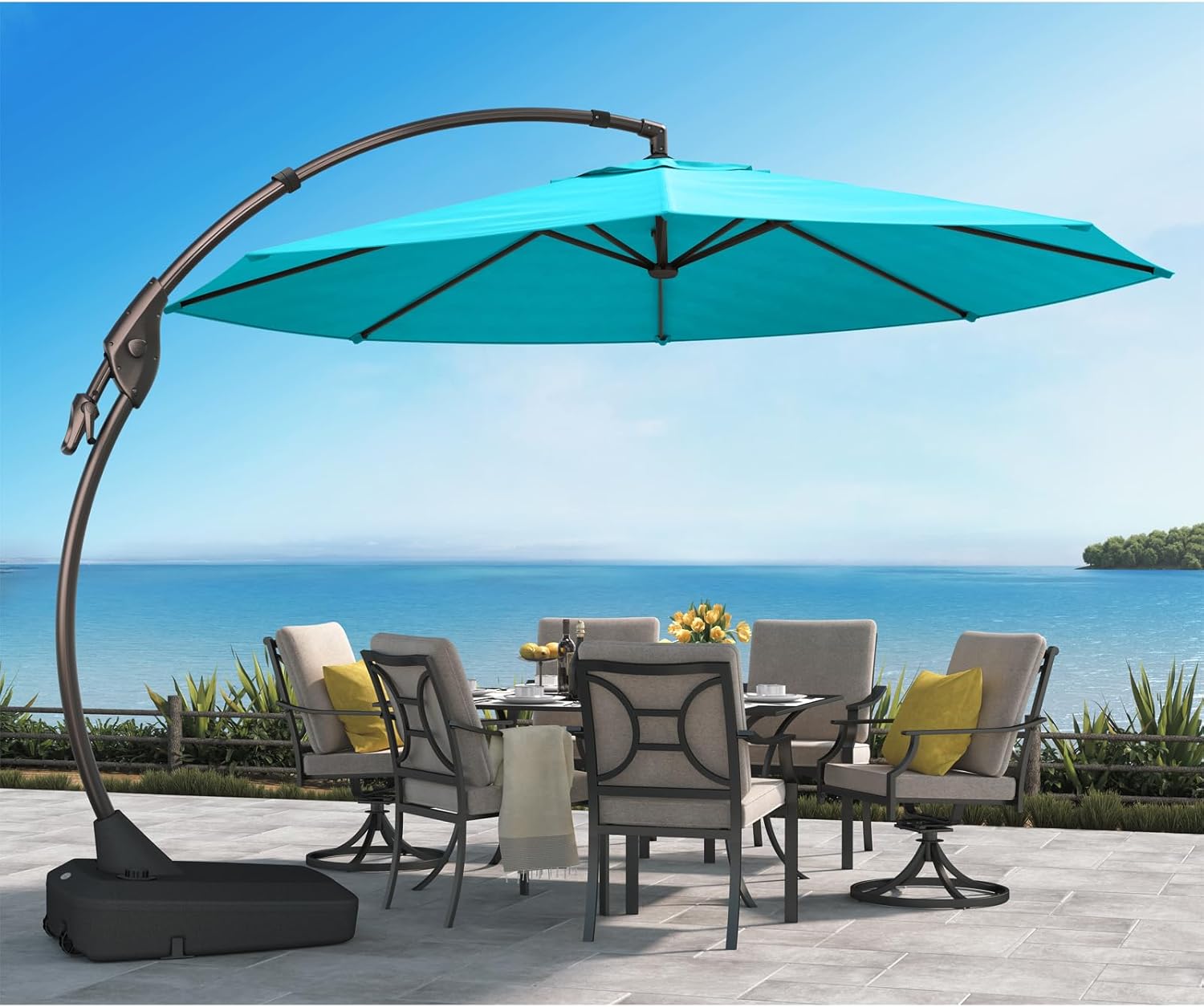 Grand Patio 12 FT Sunbrella Cantilever Umbrella, Special Outdoor Round Aluminum...