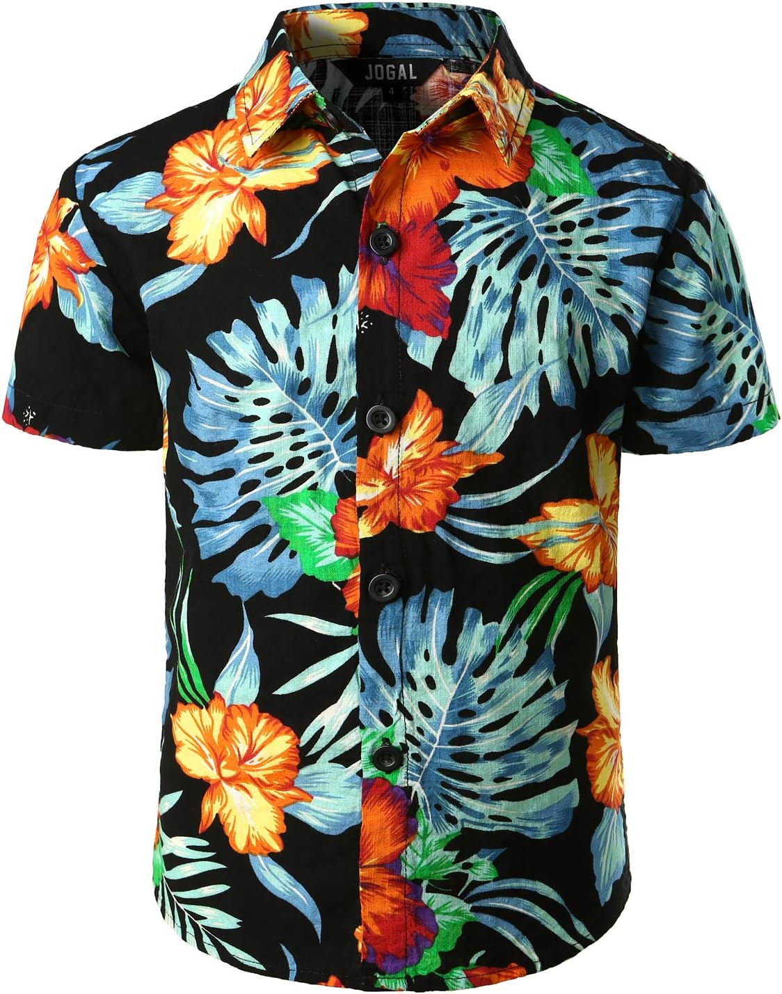 JOGAL Big Boy's Floral Casual Button Down Short Sleeve Hawaiian Shirt 13-14 Year...