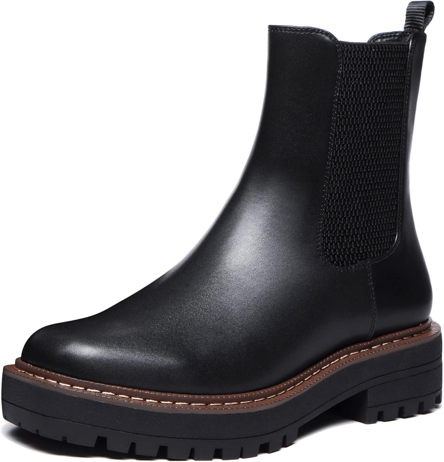Athlefit Women's Chelsea Ankle Boots, Stylish Platform Slip On Leather Booties,...