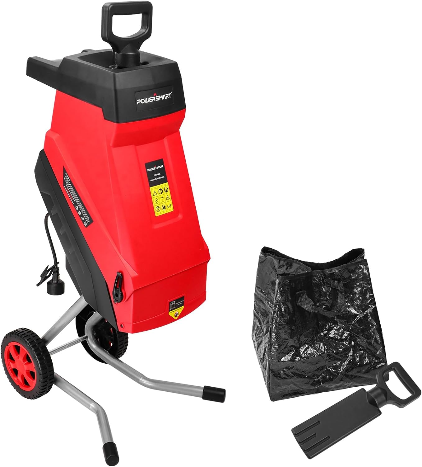 PowerSmart Electric Wood Chipper, Leaf mulcher 15-Amp, with Collecting Bag for G...
