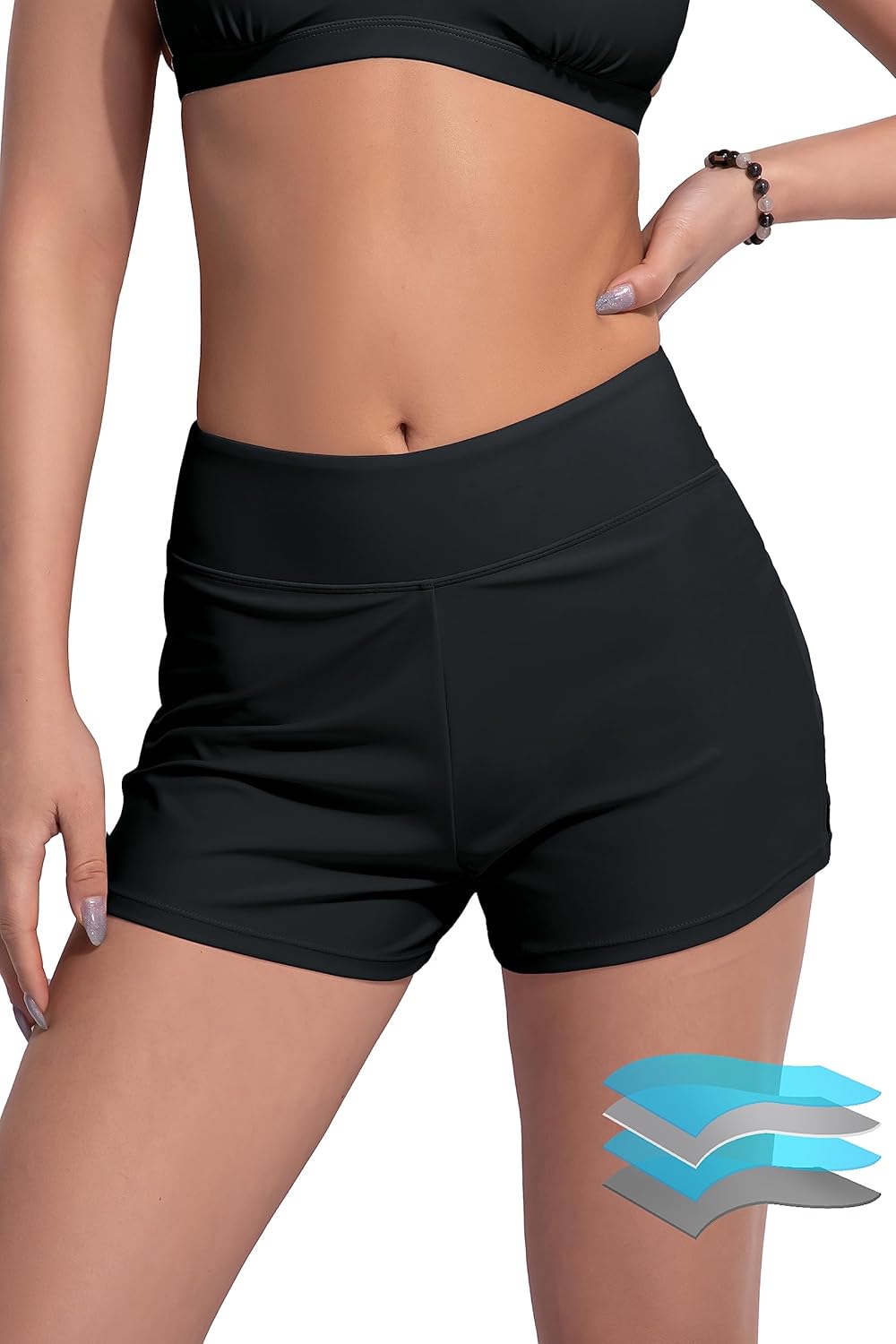 Beautikini Period Swimwear Menstrual Leakproof Swim Shorts Quick Dry 3" Wide Wai...