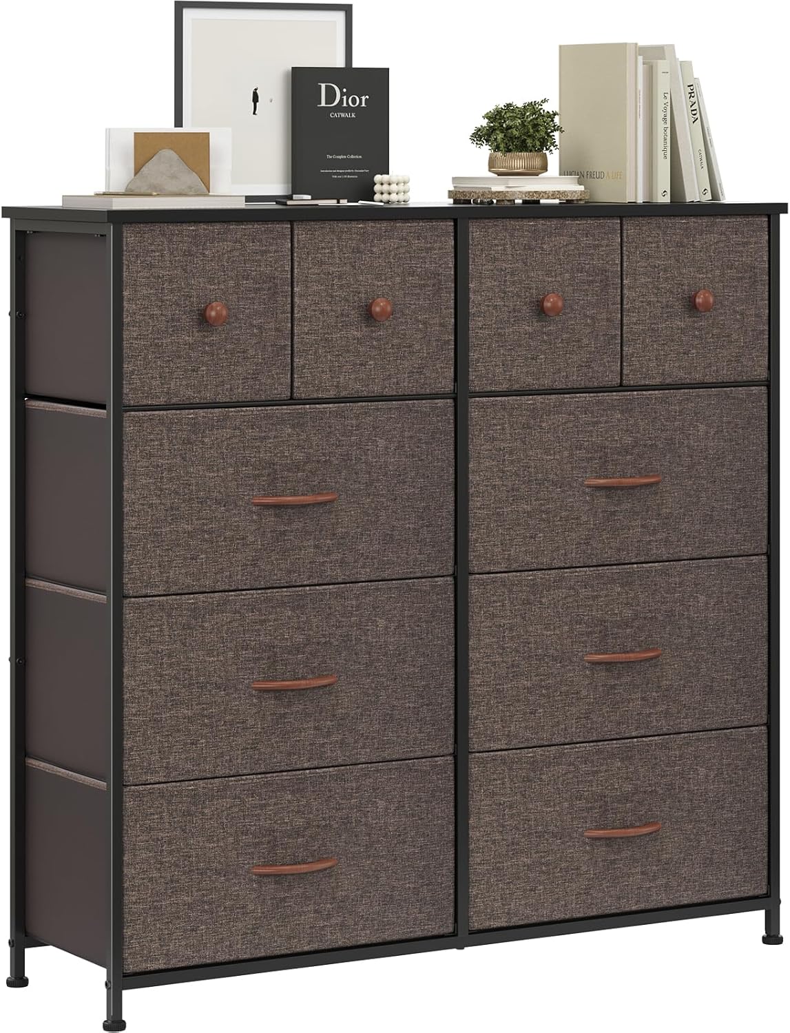 Farini 10 Drawers Dresser for Bedroom, Fabric Drawers Chest Tower with Durable S...