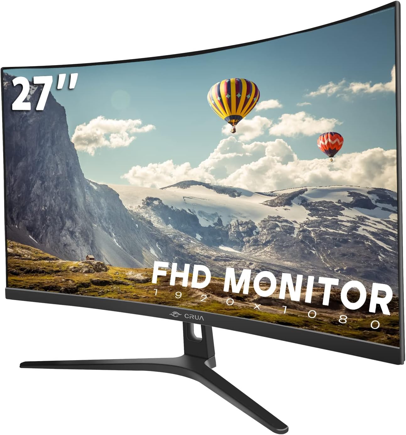 CRUA 27" Curved Monitor, FHD(1920x1080P) VA Panel 1800R 100HZ 99% sRGB Professio...