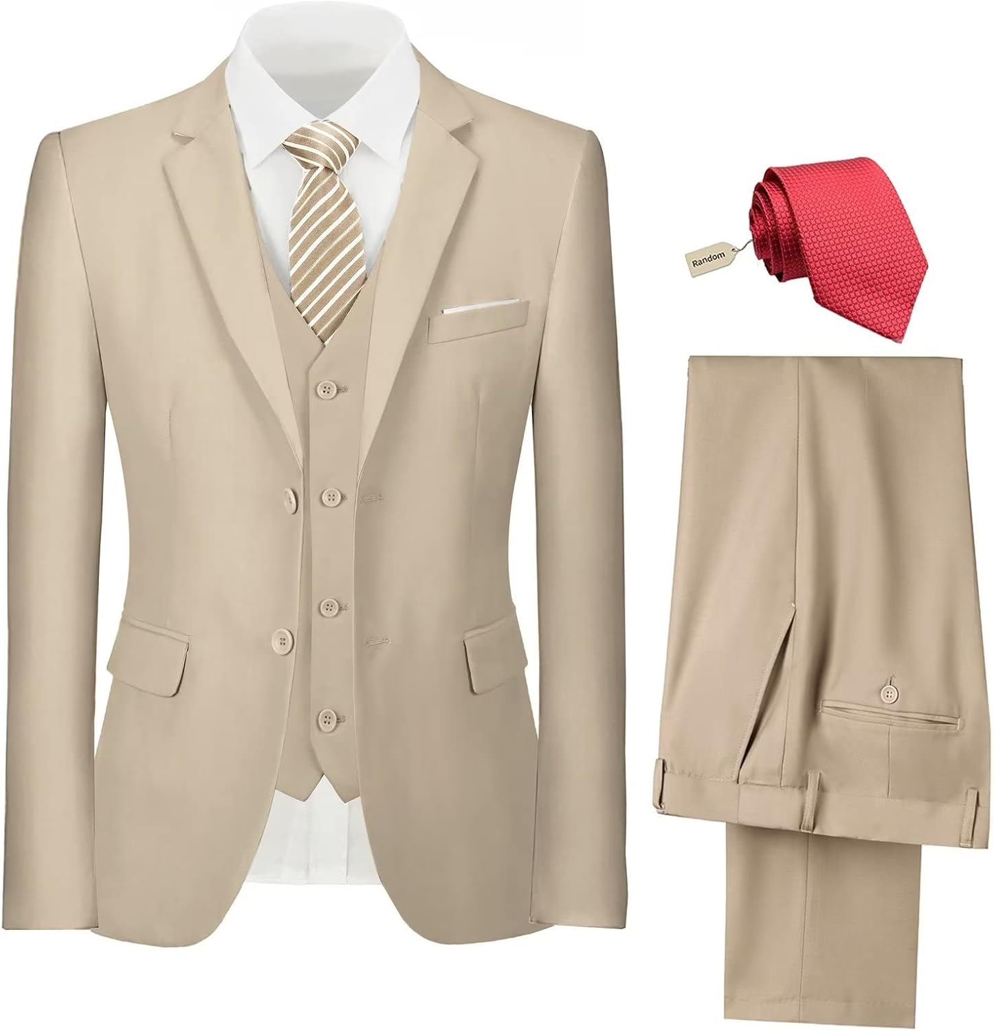 Men's Suit 3 Piece Set, Special Slim Fit Wedding Groomsmen Suit for Men, High-Qu...