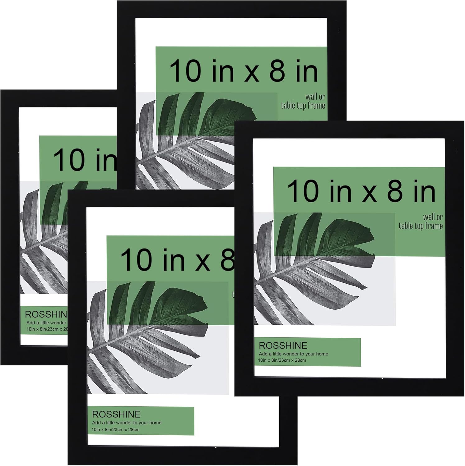 10X8 Black Photo Frames with Mount, 4pack Solid Wood 8x10 Picture Frames for Wal...