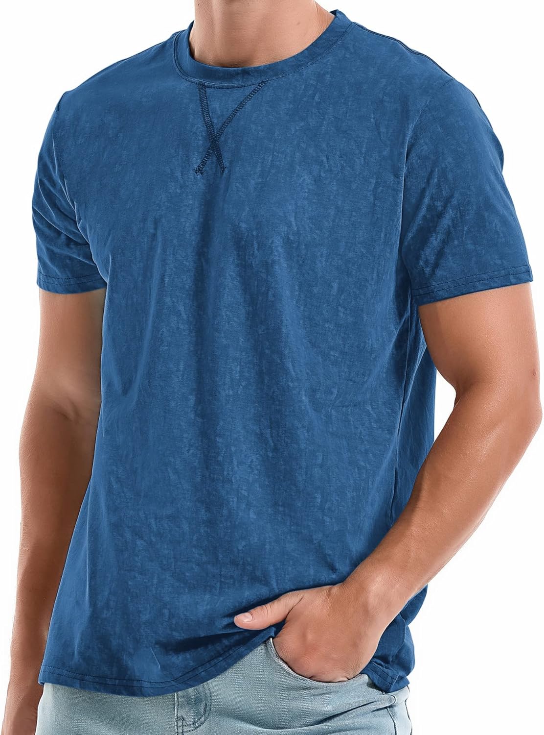 KLIEGOU Men's T-Shirts - Premium Cotton Crew Neck Tees S - 4XL Large 2166 Dark B...