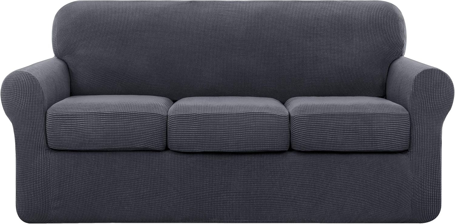 SUBRTEX 4 Piece Sofa Cover High Stretch Couch Slipcover for 3 Cushion Soft Sofa...