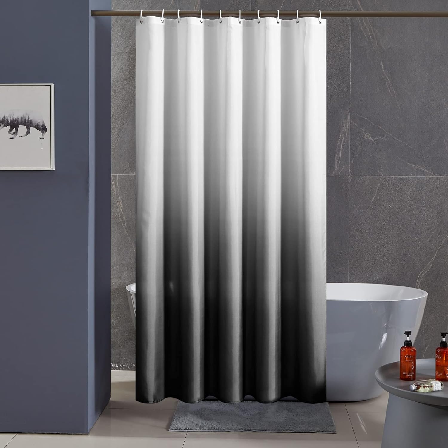 Furlinic Shower Curtain for Bathroom Mould Proof Polyester Fabric Wetroom Bath C...
