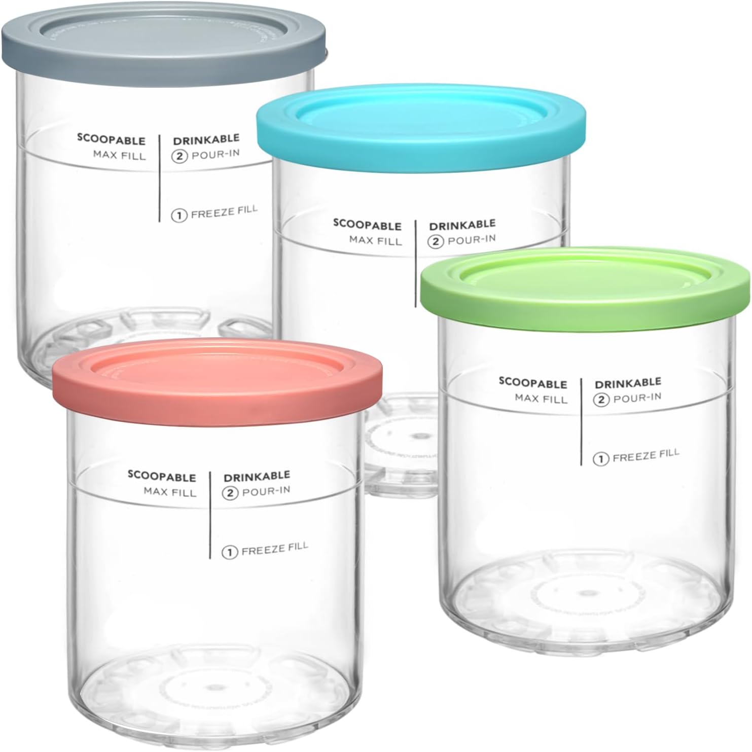 Replacement for Ninja Creami Deluxe Pints and Lids 4 Pack,Compatible with Ninja...