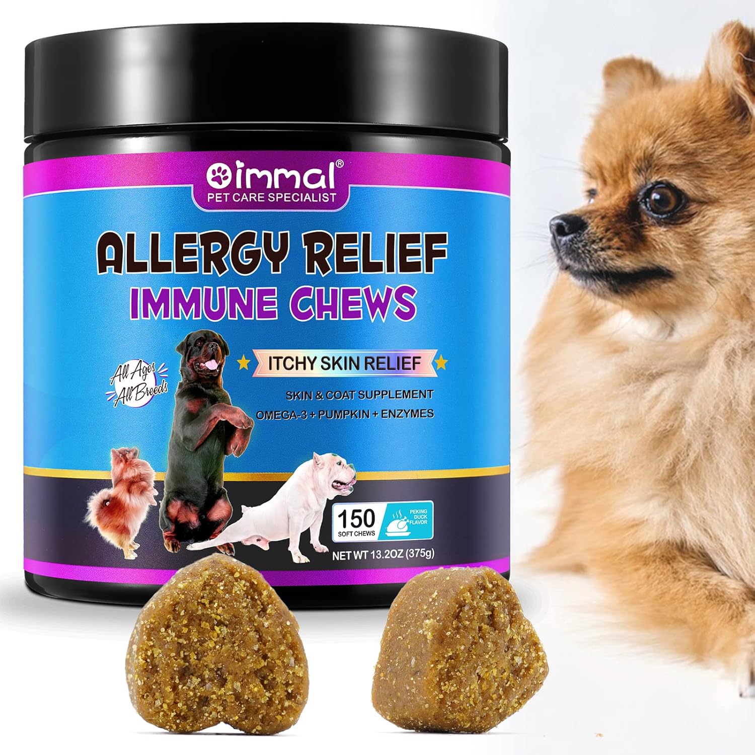 Itchy Dog Skin Relief, Anti Itch and Immunity Treats for Dogs, Anti Itch for Dog...