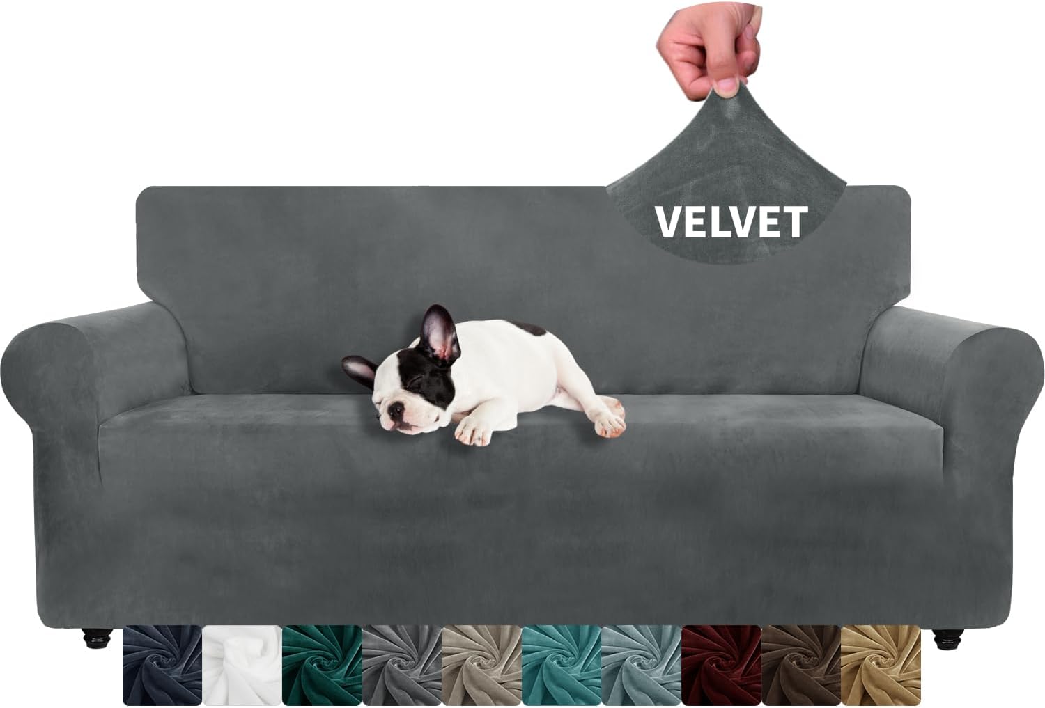 XINEAGE 1 Piece Velvet Couch Covers for 3 Cushion Couch Living Room High Stretch...