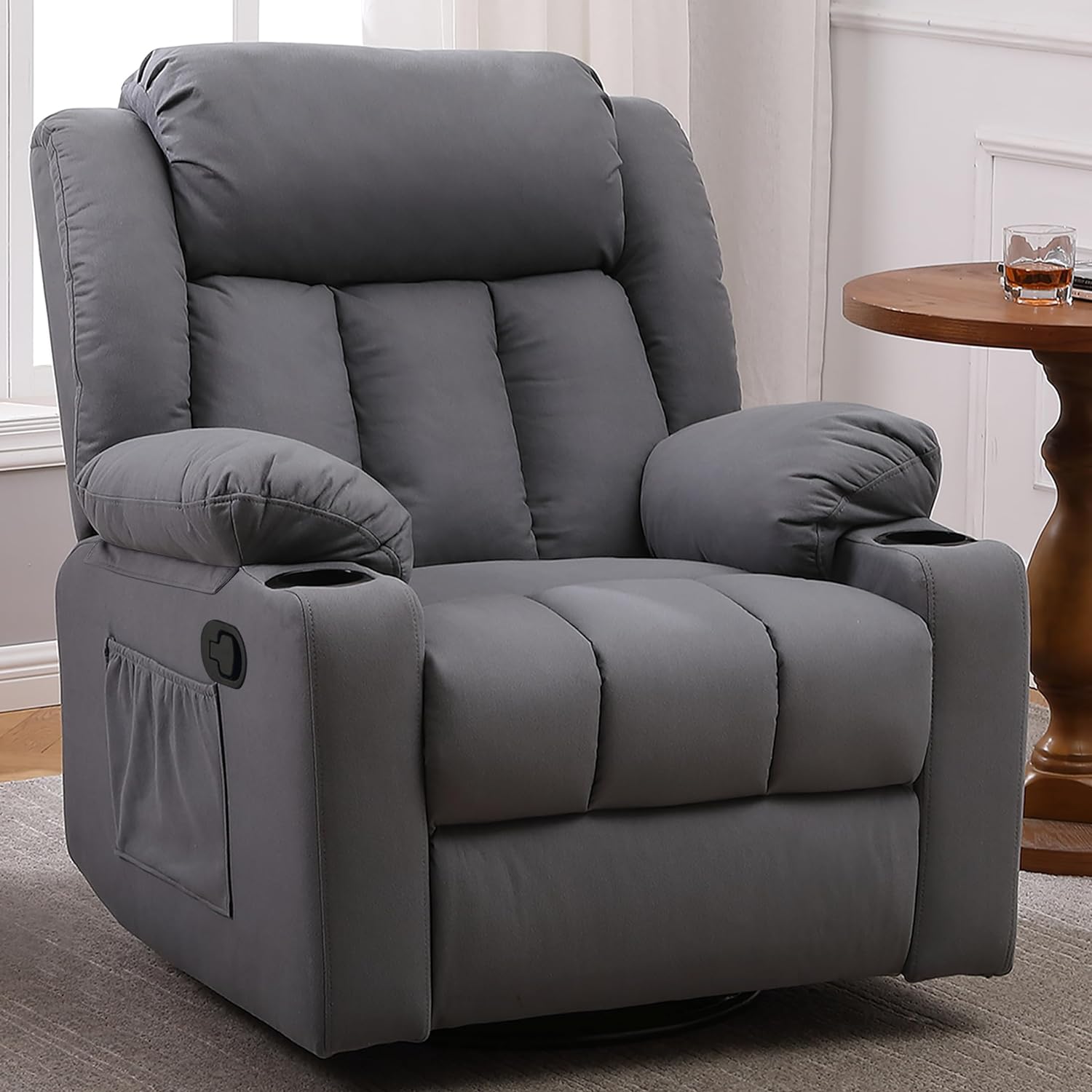 Rocker Recliner Chair for Adults, Overstuffed Large Manual Recliner Swivel Glide...