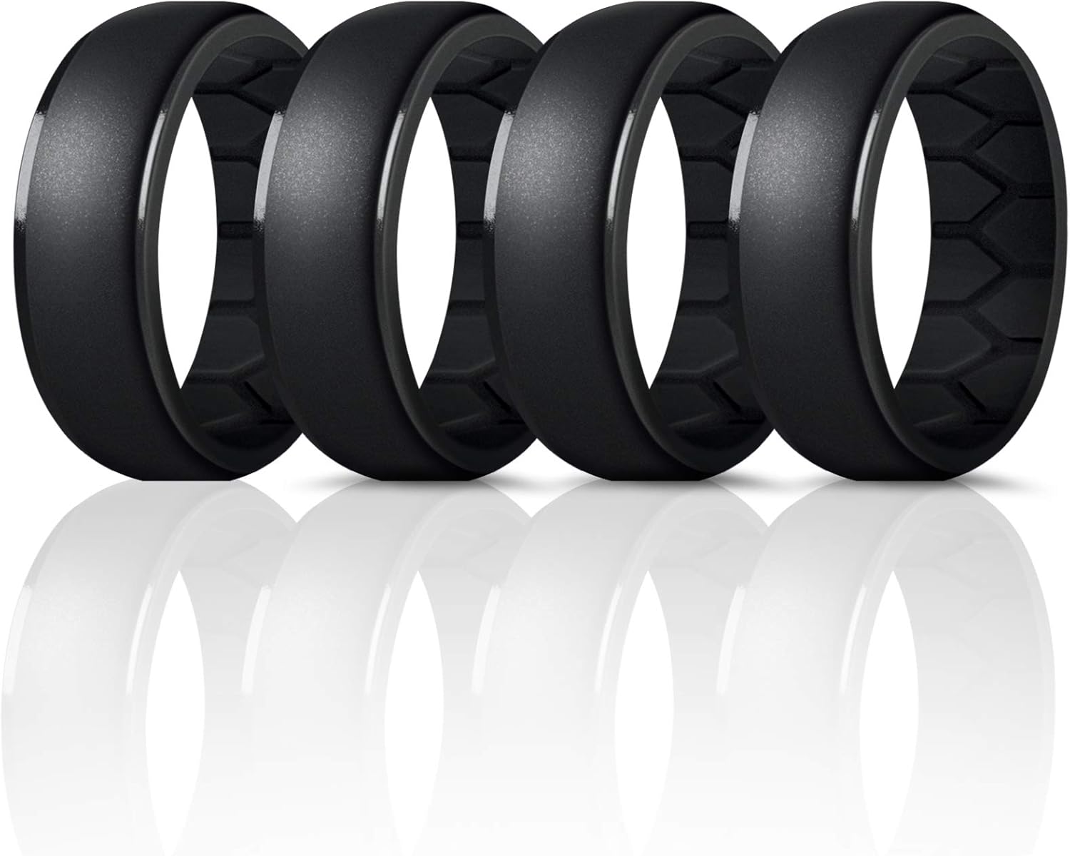 Forthee Silicone Wedding Ring for Men, Breathable Airflow Inner Curve, Mens' Rub...