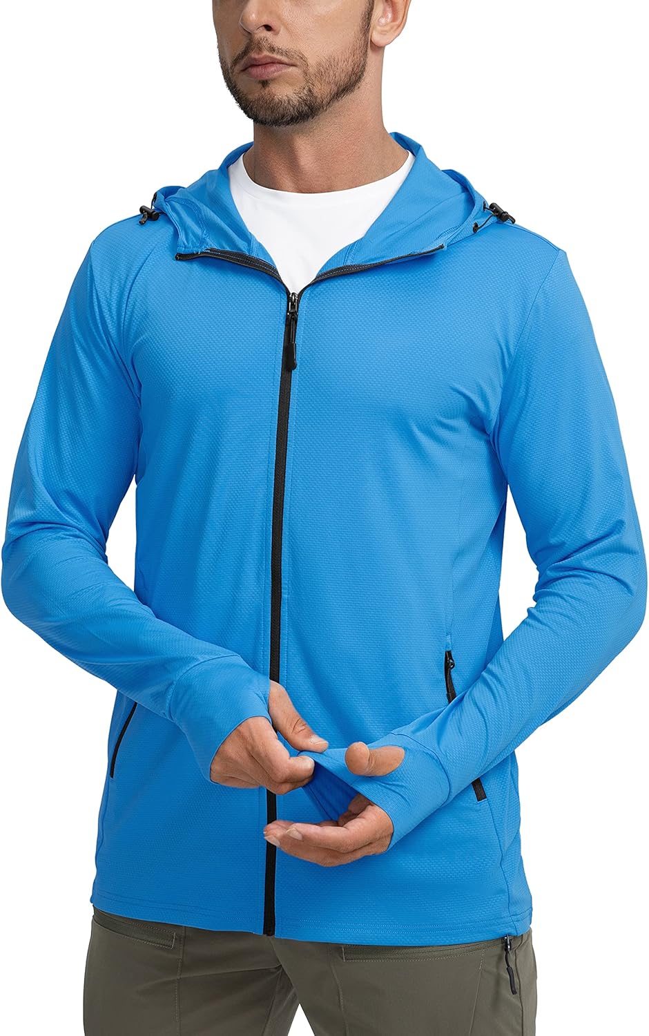 Men's UPF 50+ Light Jacket Full Zip Sun Protection Hoodie Long Sleeve Sun Shirts...
