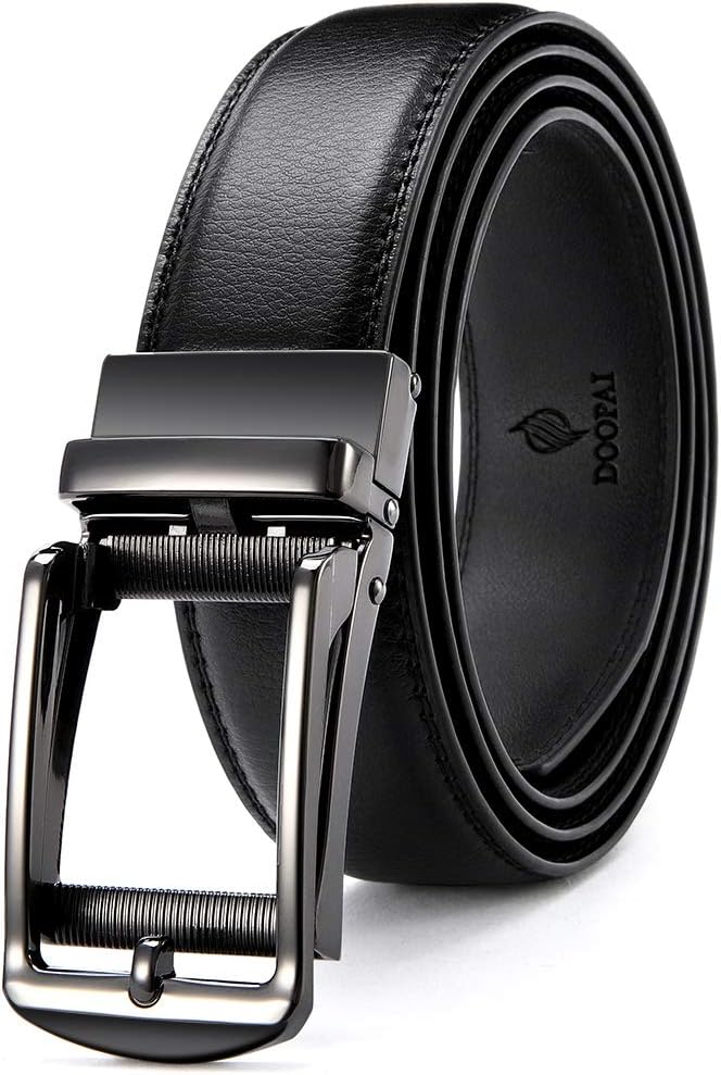 DOOPAI Leather Ratchet Belts for Men Automatic Belts Men With Easier Slide Buckl...