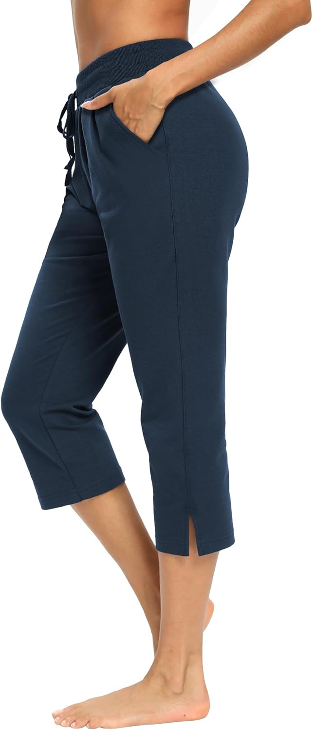 LEXISLOVE Capris for Women Casual Summer Wide Leg Crop Pants Loose Comfy Drawstr...