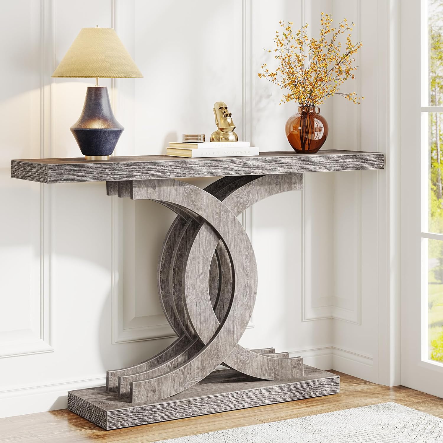 Tribesigns Console Tables Modern Farmhouse 39-inch Entryway Table with Geometric...