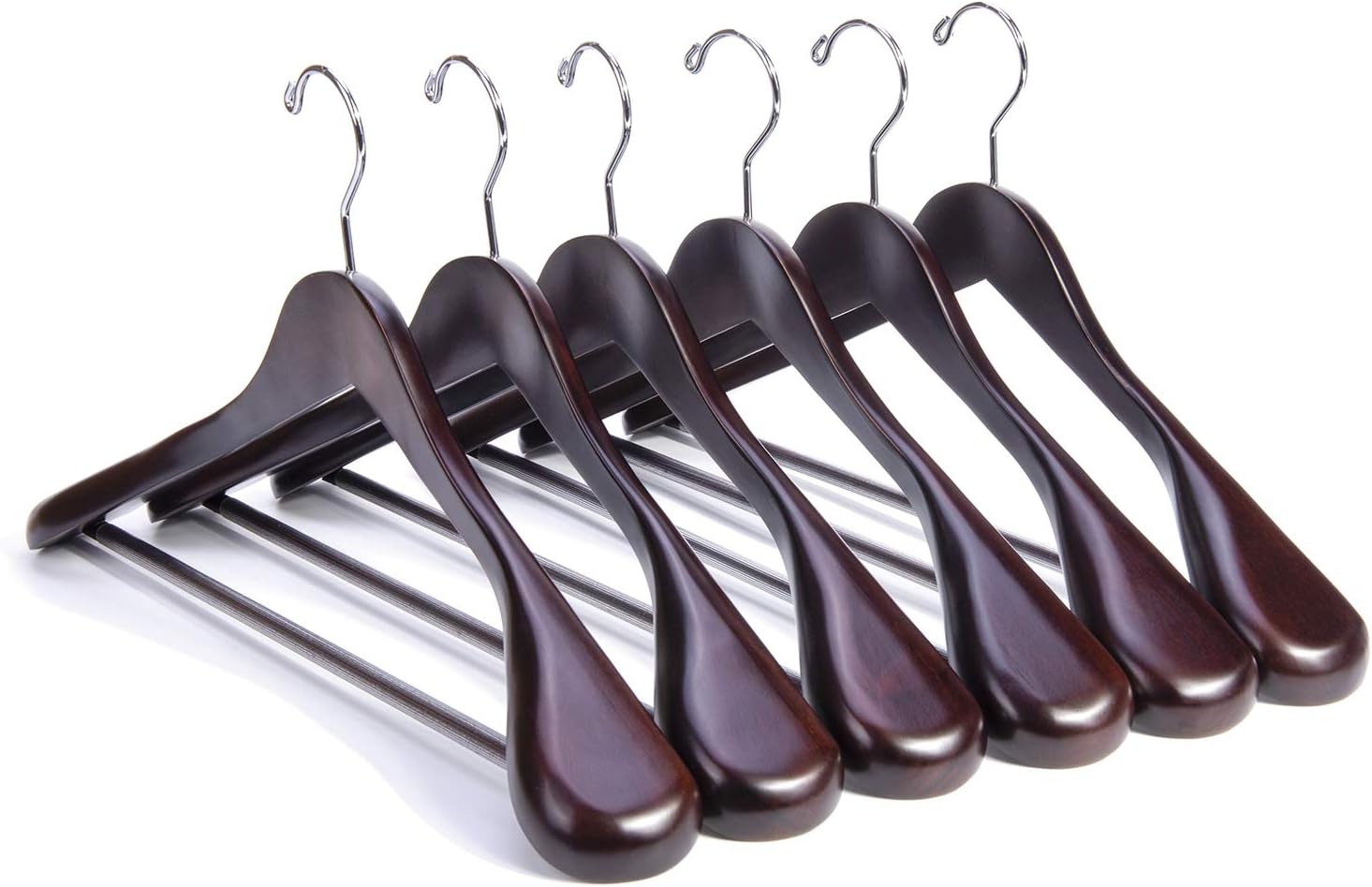 Nature Smile Luxury Mahogany Wooden Suit Hangers - 6 Pack - Wood Coat Hangers,Ja...