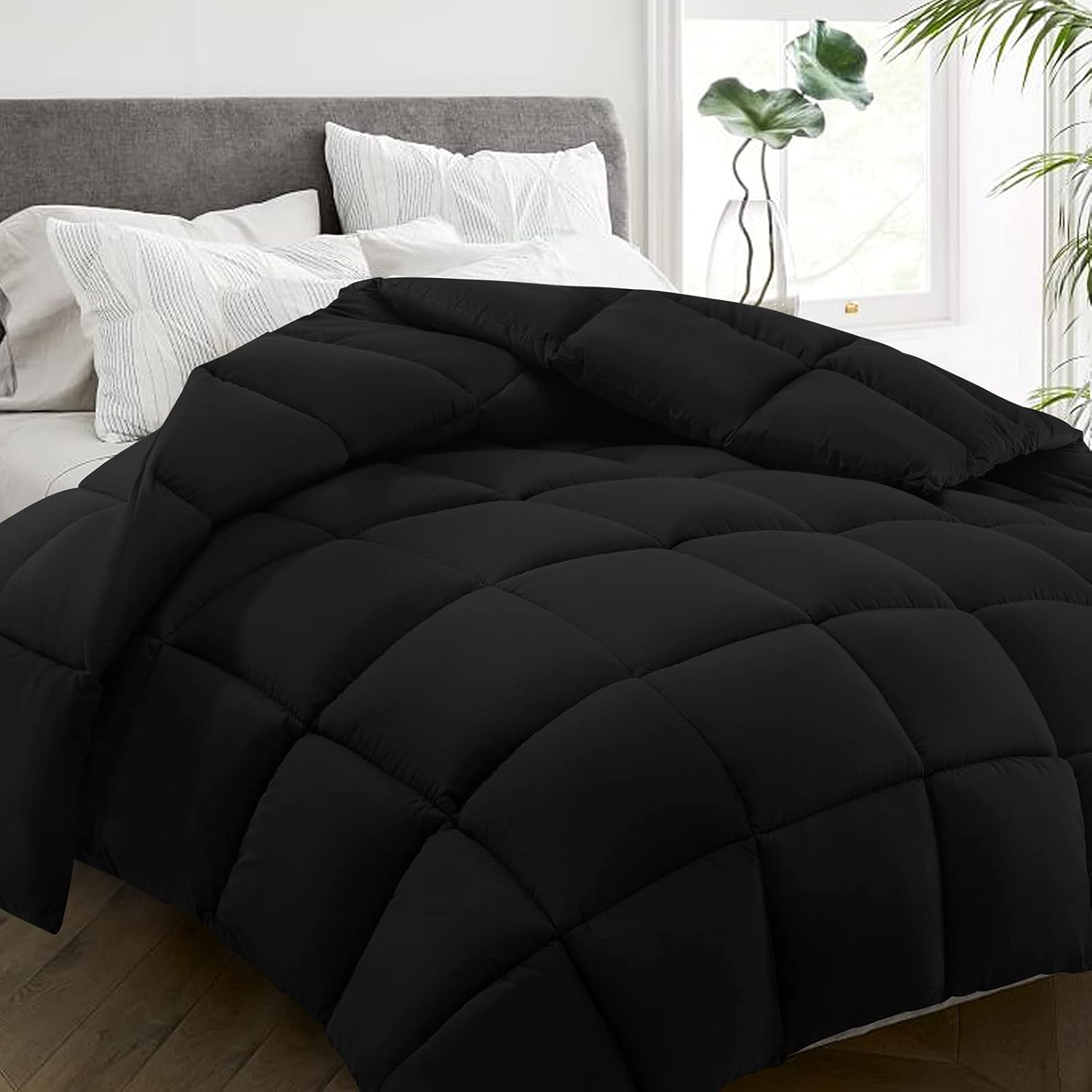 HYLEORY All Season Queen Size Bed Comforter - Cooling Goose Down Alternative Qui...