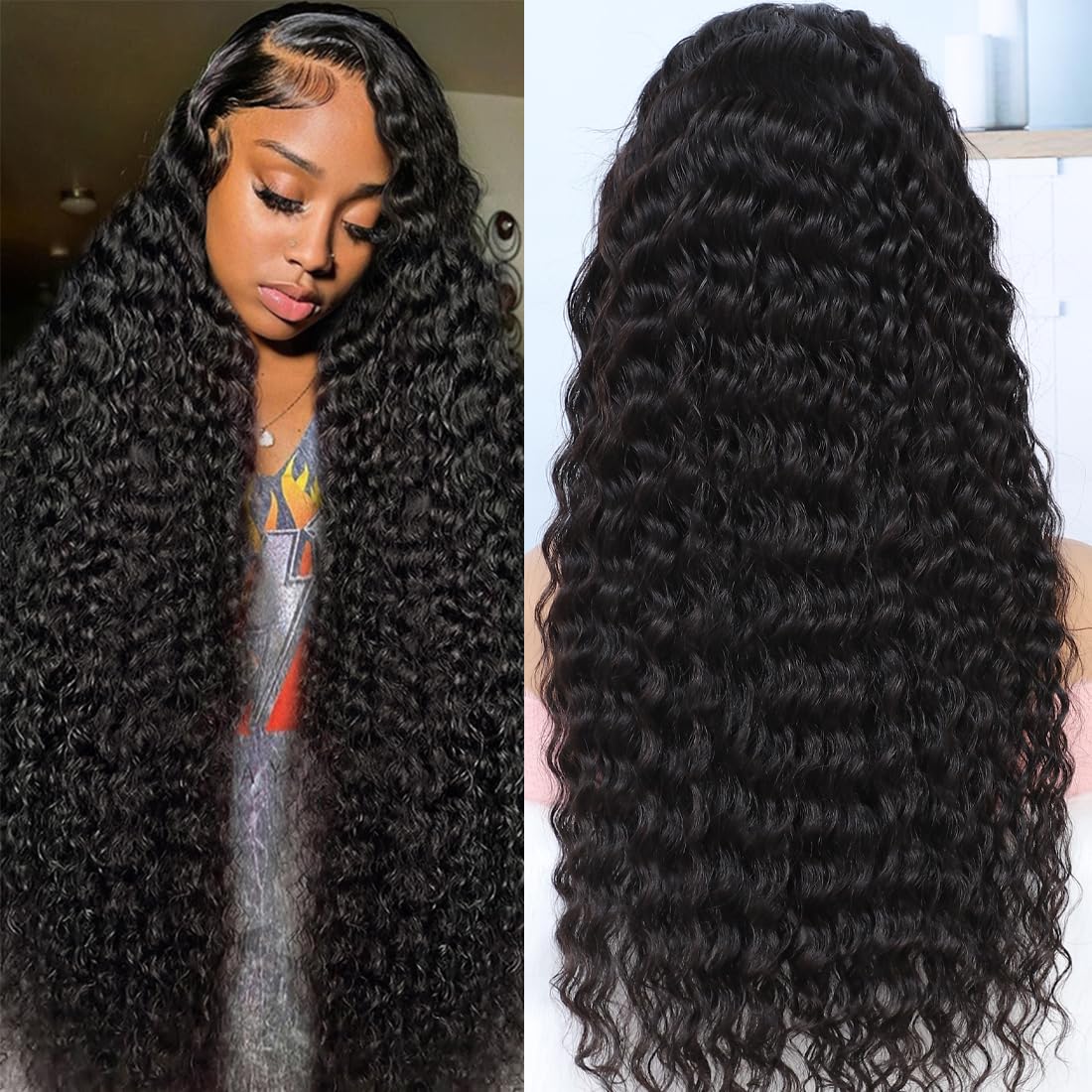 Keshon 200% Density Deep Wave Lace Front Wigs Human Hair 13x5 Deep Wave Frontal...