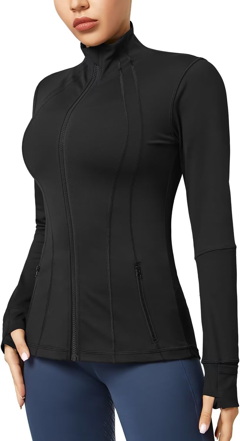 QUEENIEKE Women Athletic Jackets Cottony-Soft Full Zip Slim Fit Workout Running...