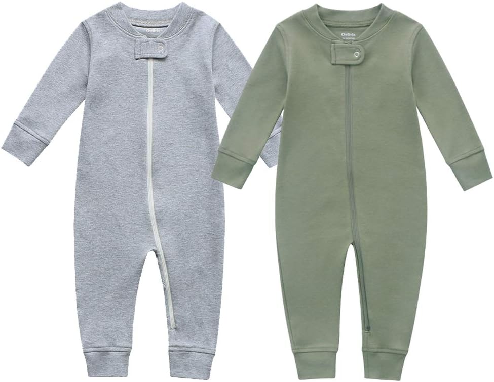 Owlivia Organic Cotton Baby Boy Girl Zip up Sleep N Play, Footless, Long Sleeve...