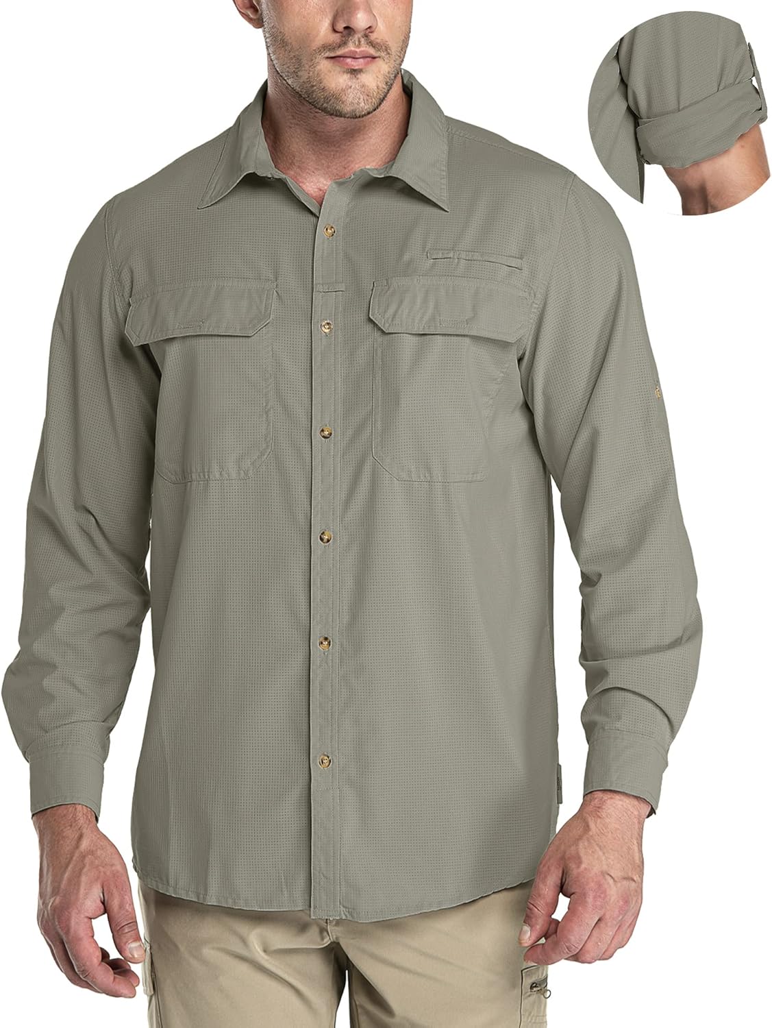 33,000ft Men's Long Sleeve Sun Protection Shirt UPF 50+ UV Quick Dry Cooling Fis...