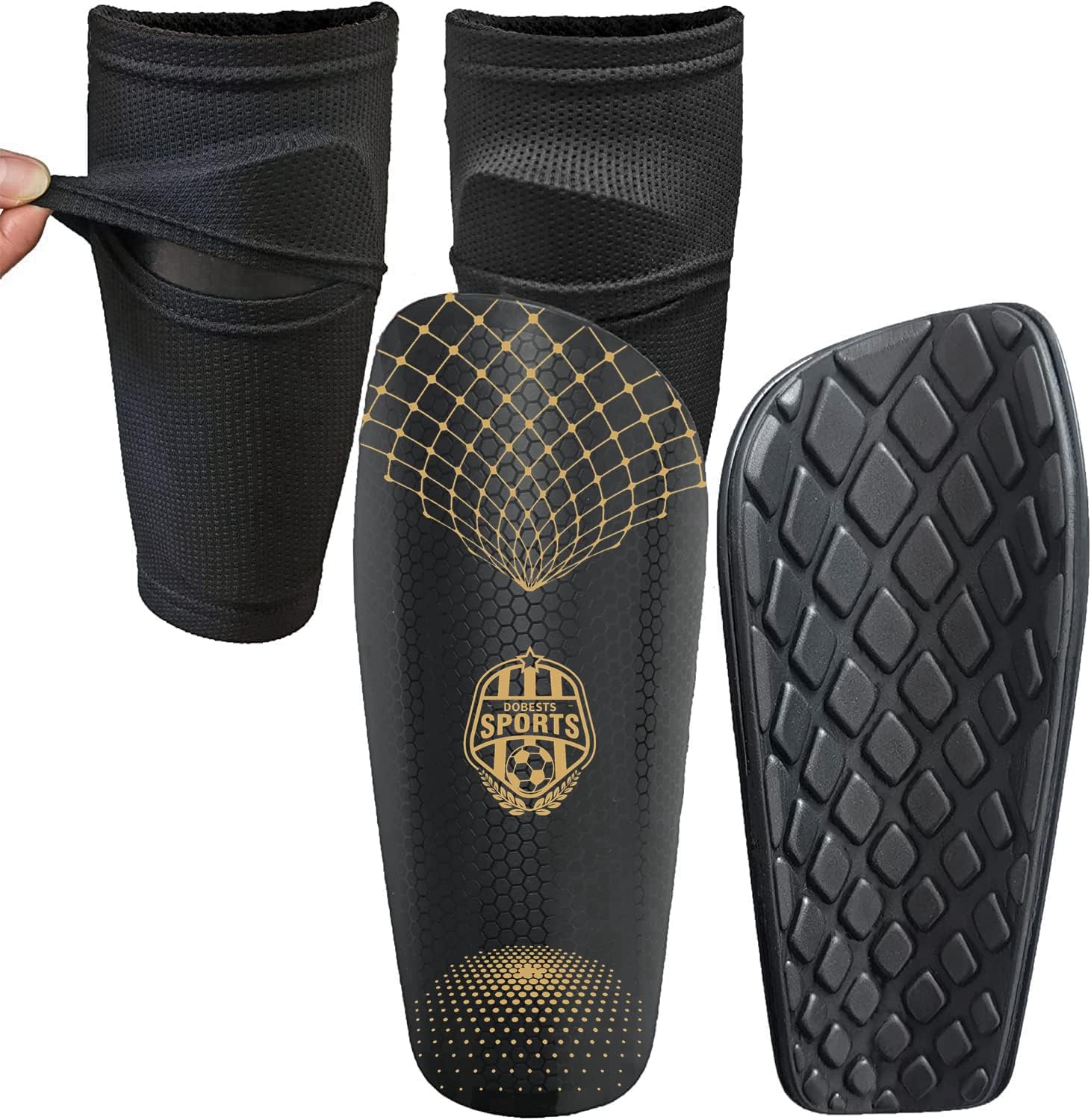 Kids Shin Pads Football Shin Guards with Avoid Slip Out Insert Pocket Calf Sleev...