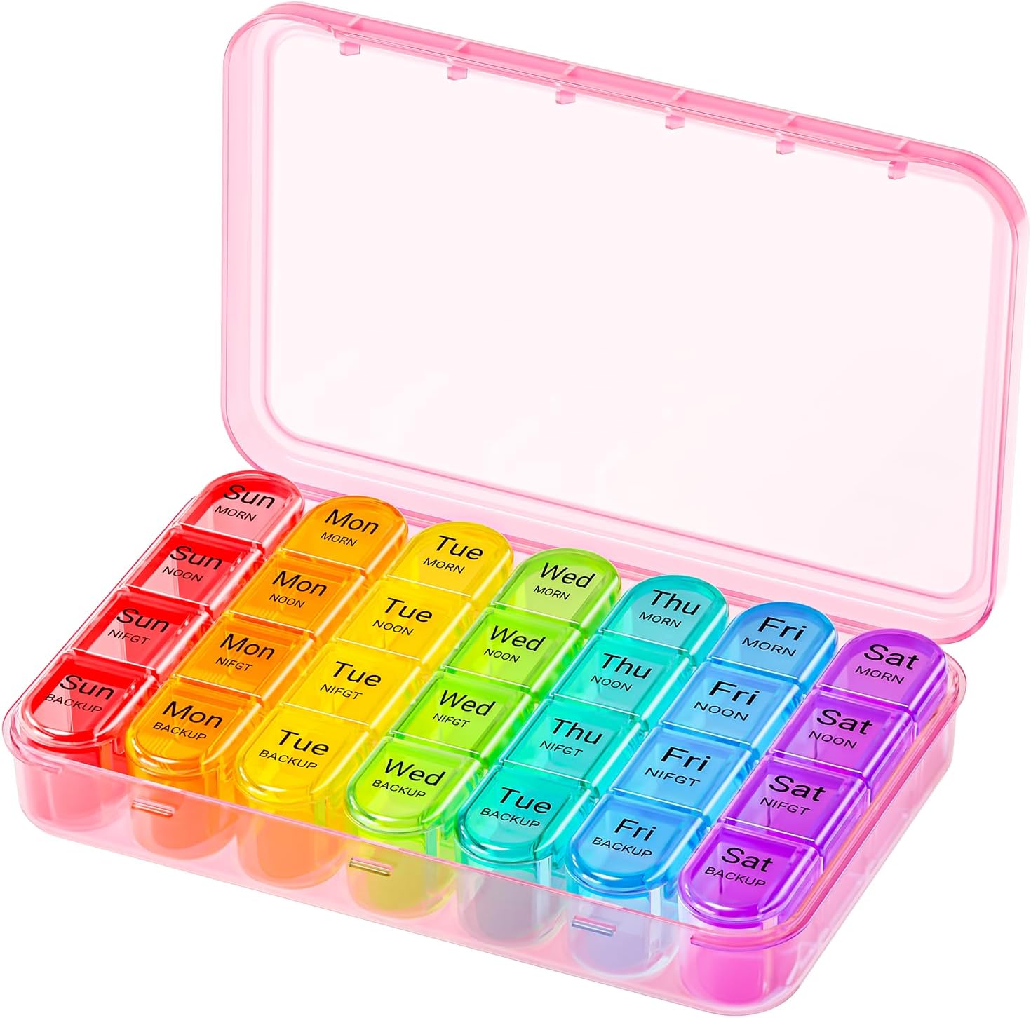 Pill Box 4 Times a Day, 7 Days Pill Organiser Box with 28 Compartments, Weekly P...