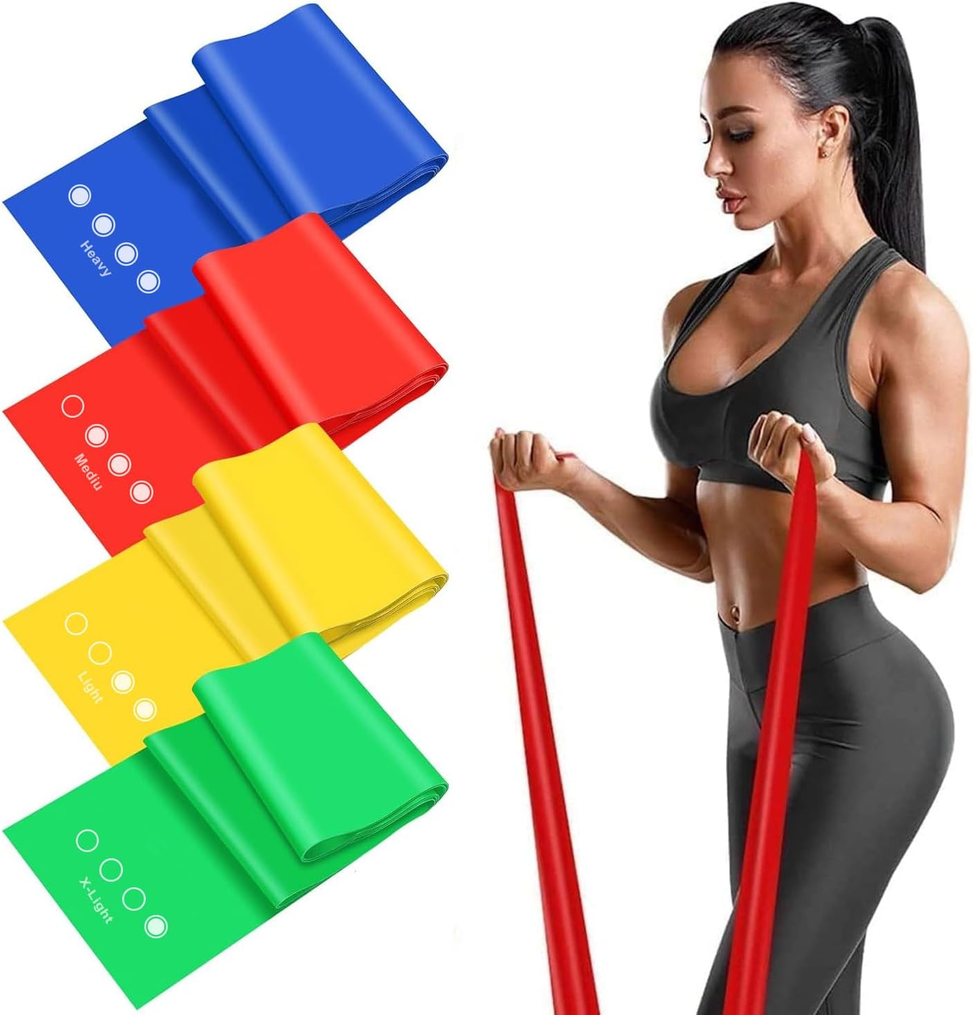 Pack Exercise Resistance Bands; Set with 3 Resistance Levels; Exercise Bands Res...