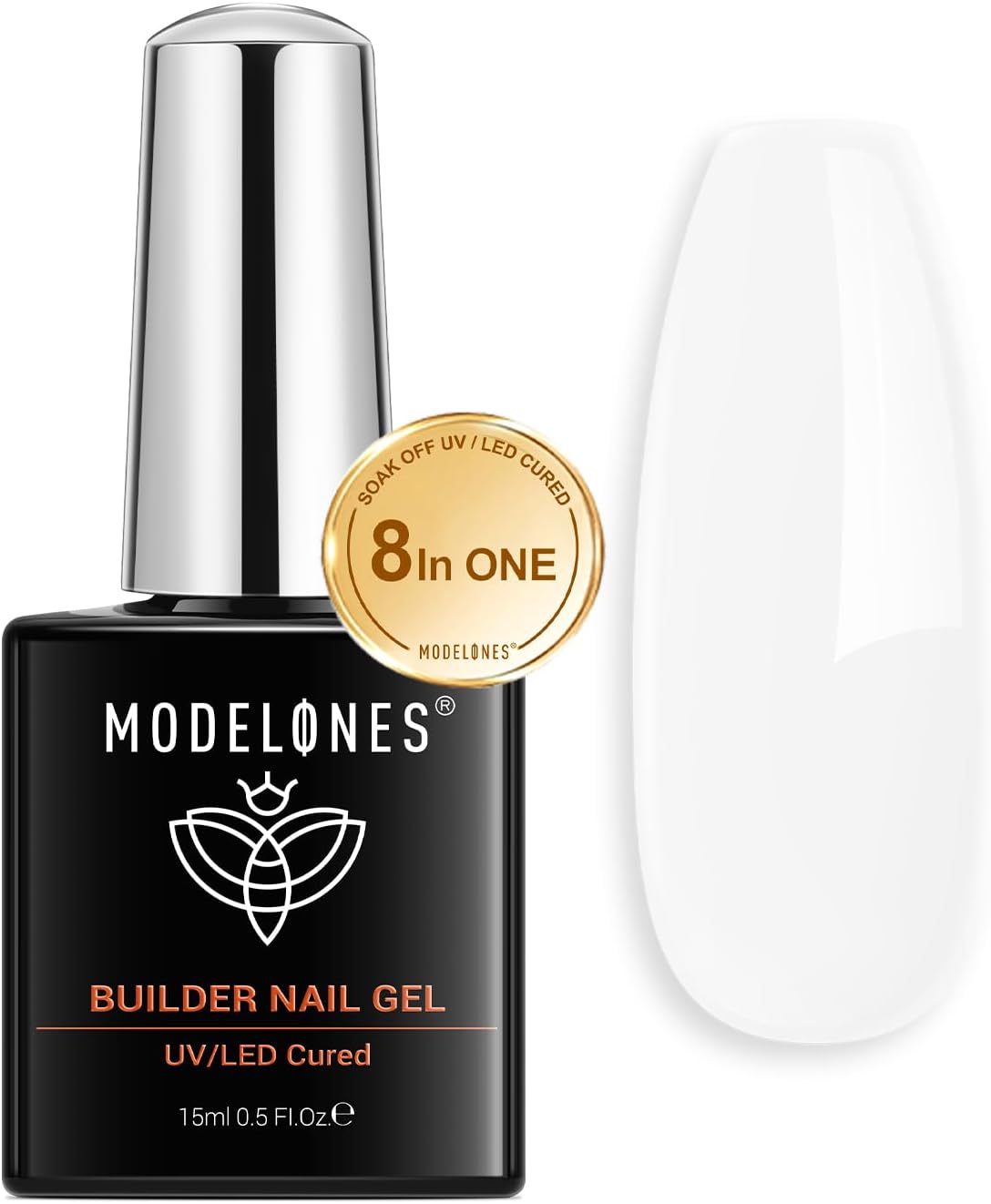 Modelones Builder Gel, Milky White Gel Builder for Nails, 8-in-ONE Builder Nail...