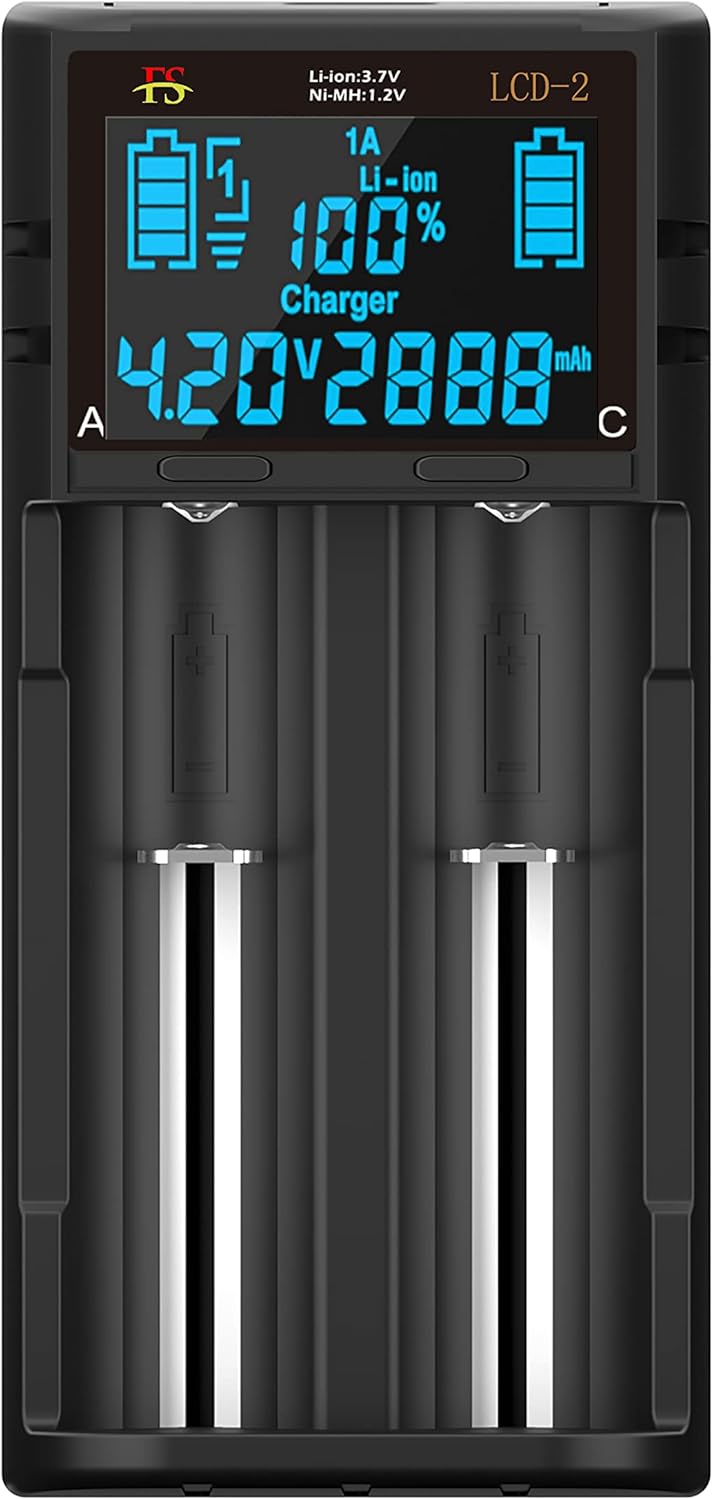 LCD-2 18650 Battery Charger, Special Intelligent Universal Fast Charger with LCD...